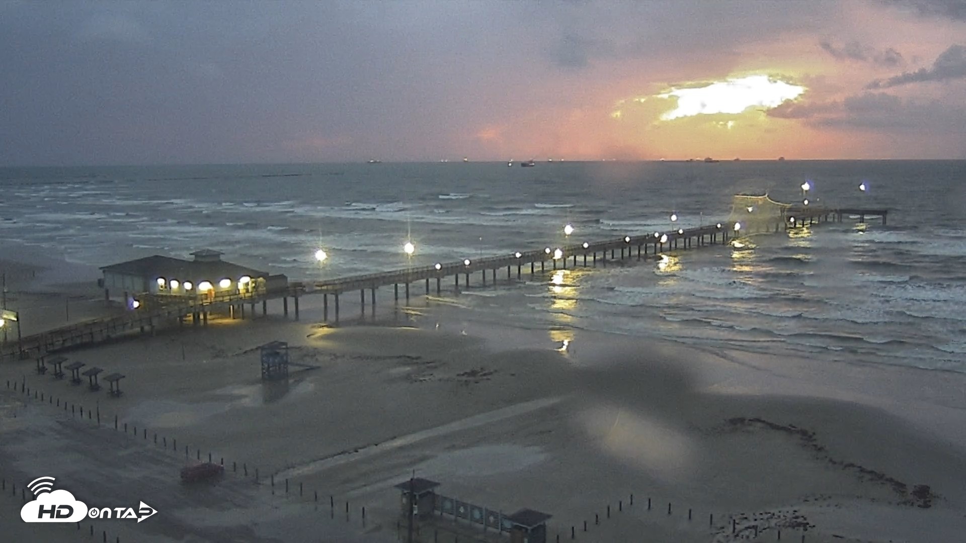 Snapshot of The Dunes - Port Aransas Live Beach Cam taken Oct 2, 2026, 7:13am CDT