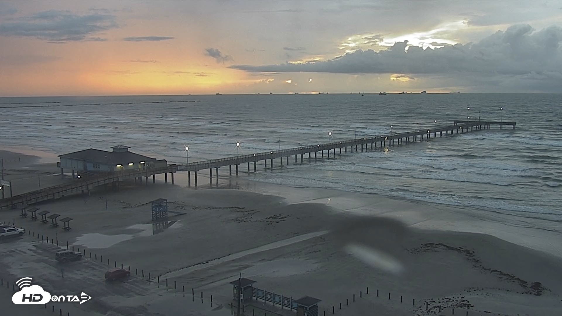 Snapshot of The Dunes - Port Aransas Live Beach Cam taken Oct 2, 2026, 7:29am CDT
