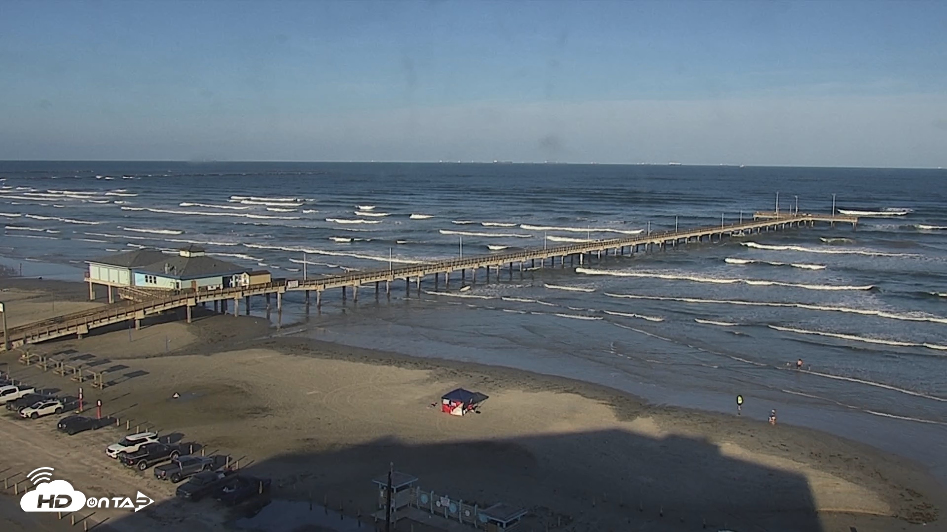 Snapshot of The Dunes - Port Aransas Live Beach Cam taken Jun 17, 2026, 6:58pm CDT