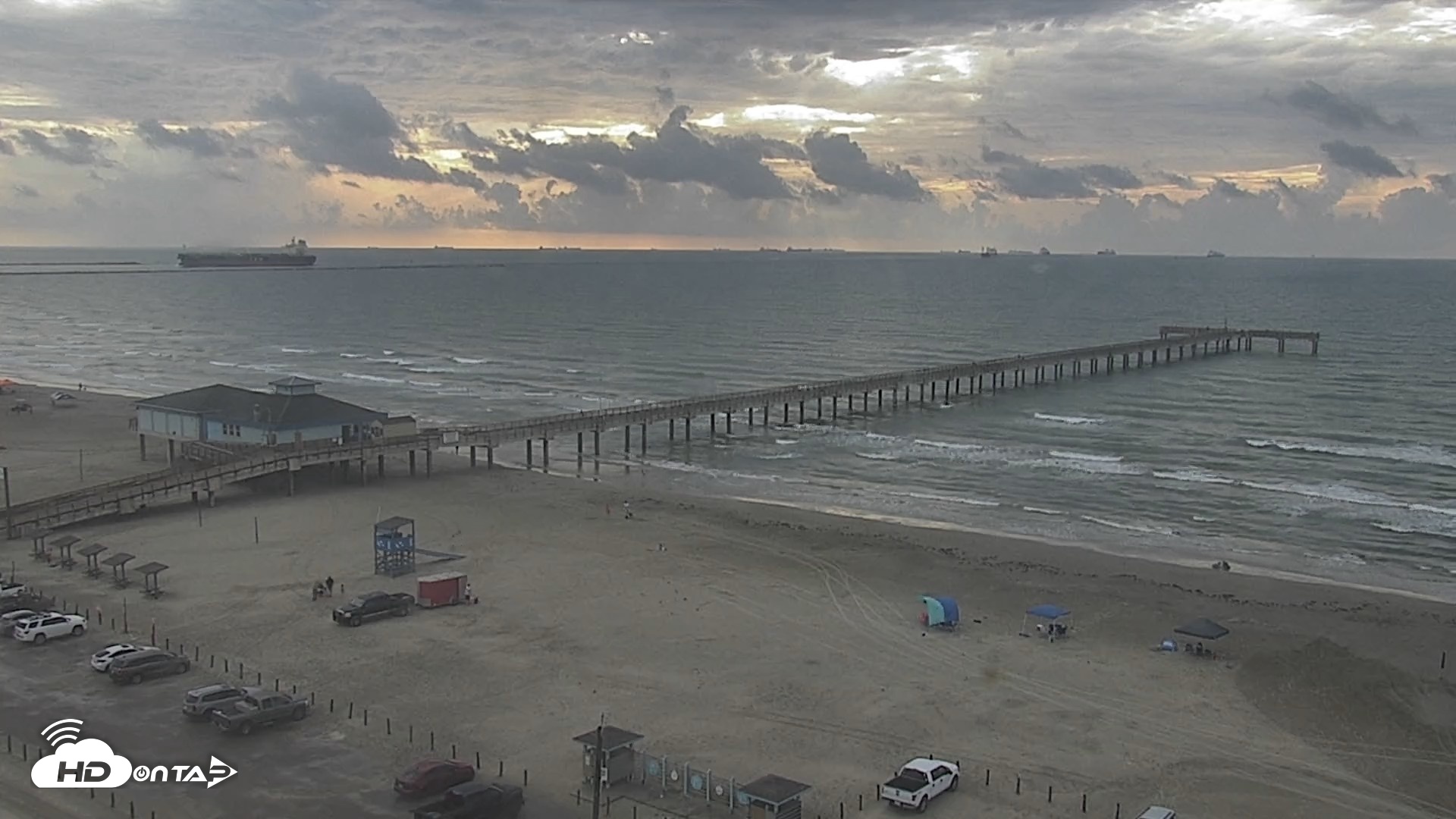 Snapshot of The Dunes - Port Aransas Live Beach Cam taken Sep 5, 2026, 8:34am CDT