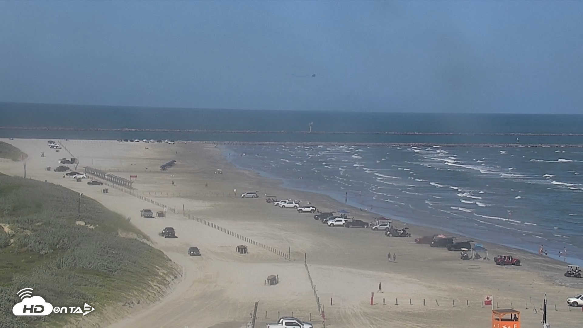 Snapshot of The Dunes - Port Aransas Live Beach Cam taken Aug 11, 2026, 4:39pm CDT
