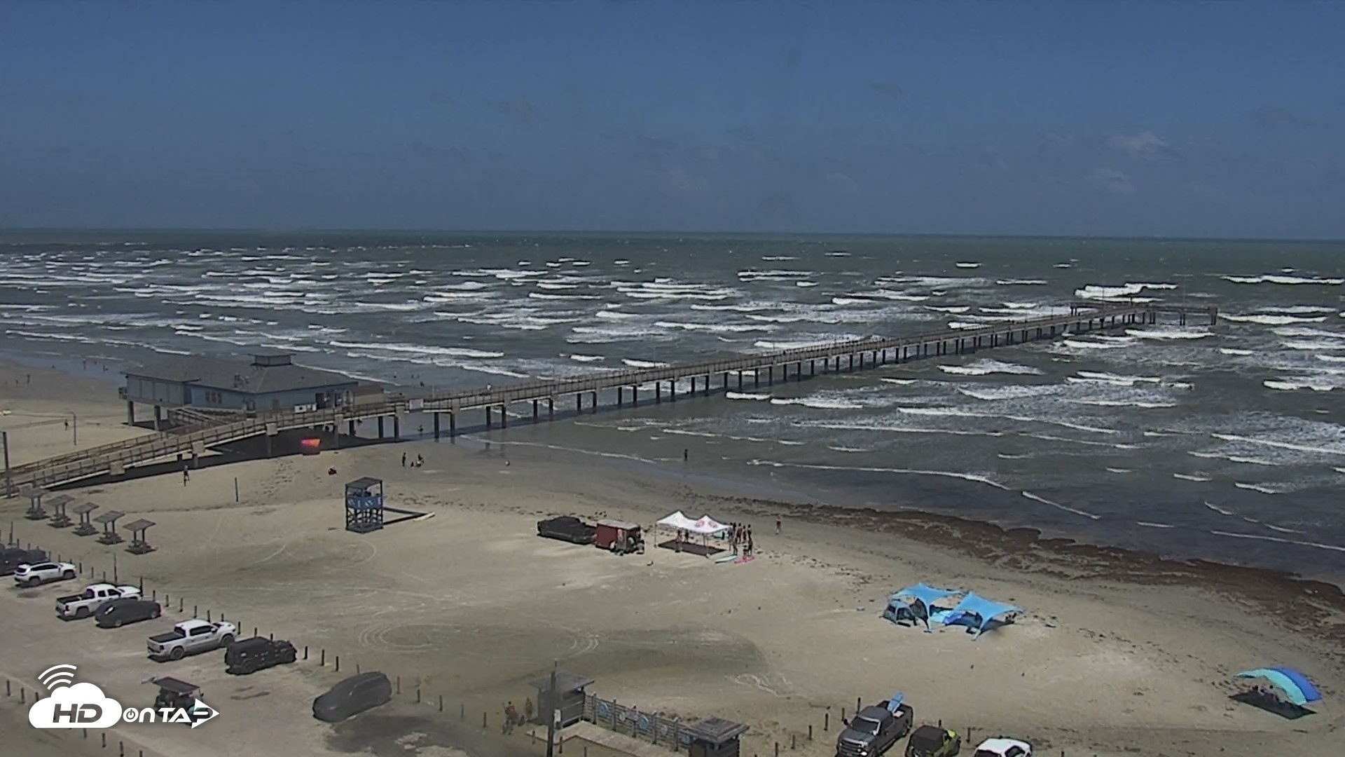 Snapshot of The Dunes - Port Aransas Live Beach Cam taken Jun 22, 2026, 2:21pm CDT