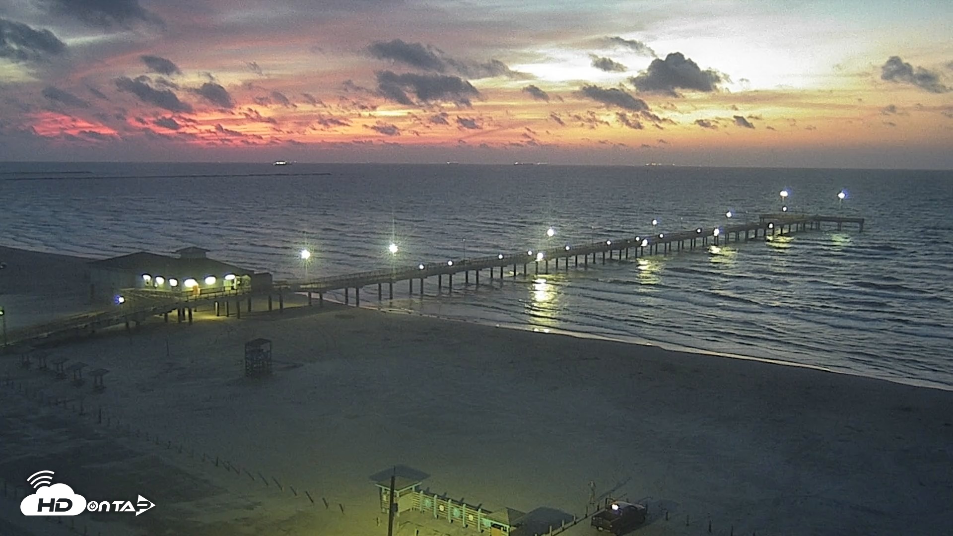 Snapshot of The Dunes - Port Aransas Live Beach Cam taken Sep 2, 2026, 6:47am CDT