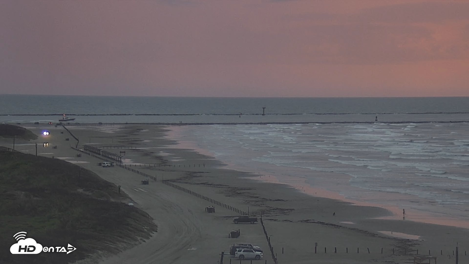 Snapshot of The Dunes - Port Aransas Live Beach Cam taken Oct 2, 2026, 7:21am CDT