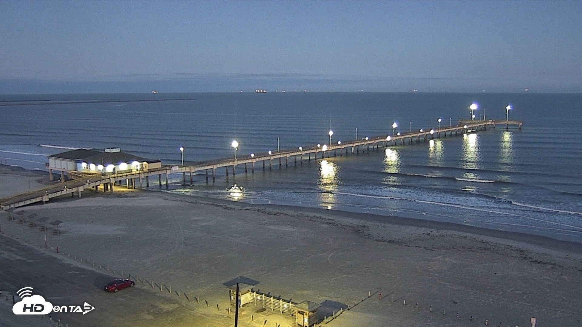 Snapshot of The Dunes - Port Aransas Live Beach Cam taken Feb 23, 2025, 6:44pm CST