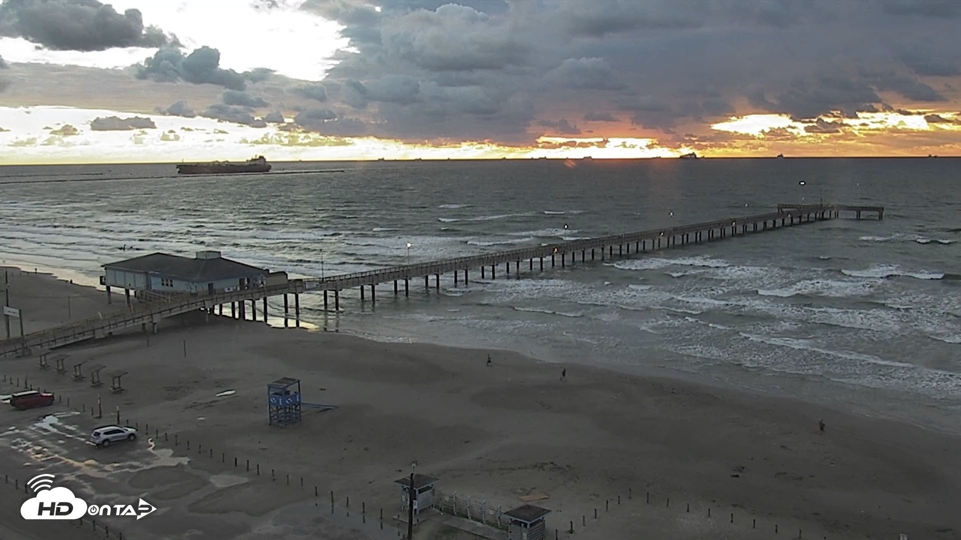 Snapshot of The Dunes - Port Aransas Live Beach Cam taken Oct 14, 2025, 7:46am CDT