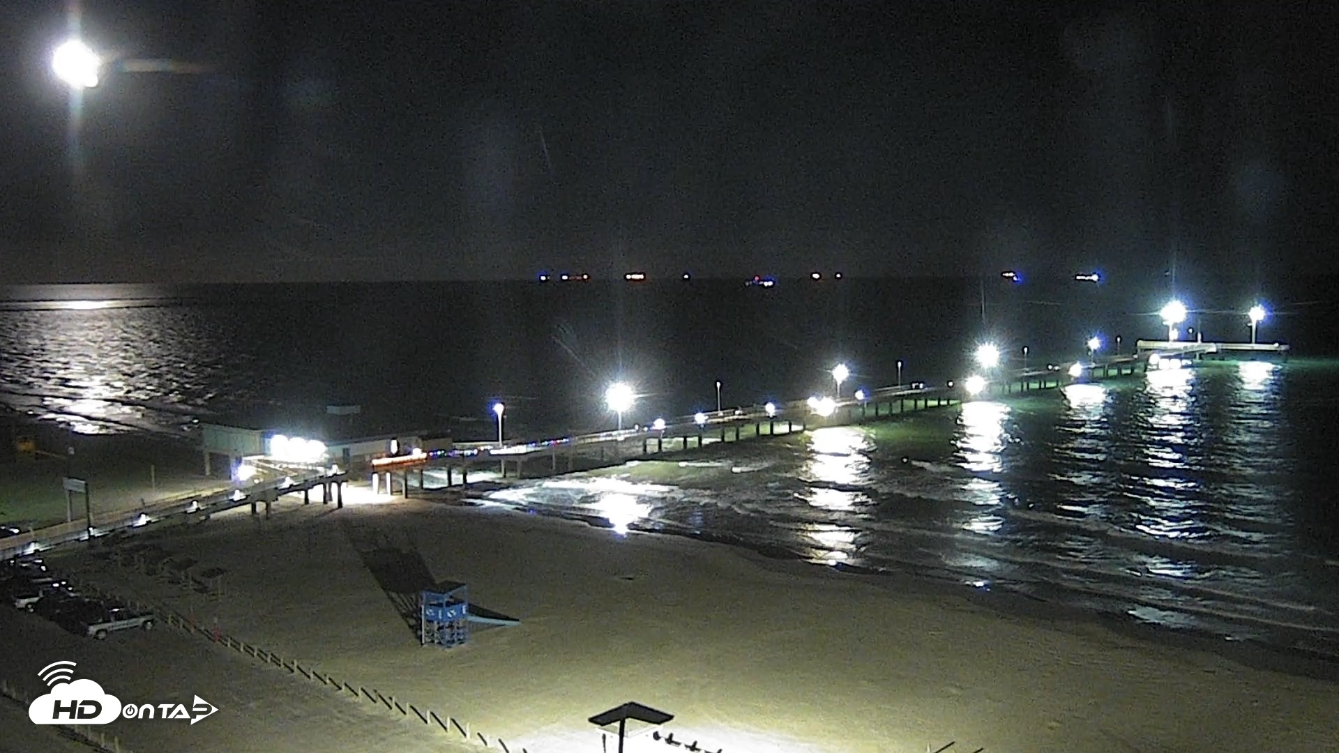 Snapshot of The Dunes - Port Aransas Live Beach Cam taken Nov 6, 2025, 7:26pm CST