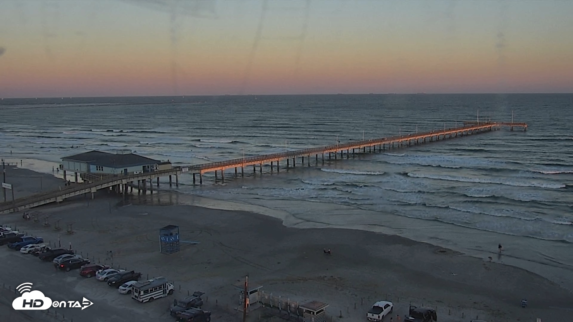 Snapshot of The Dunes - Port Aransas Live Beach Cam taken Oct 10, 2025, 6:57pm CDT
