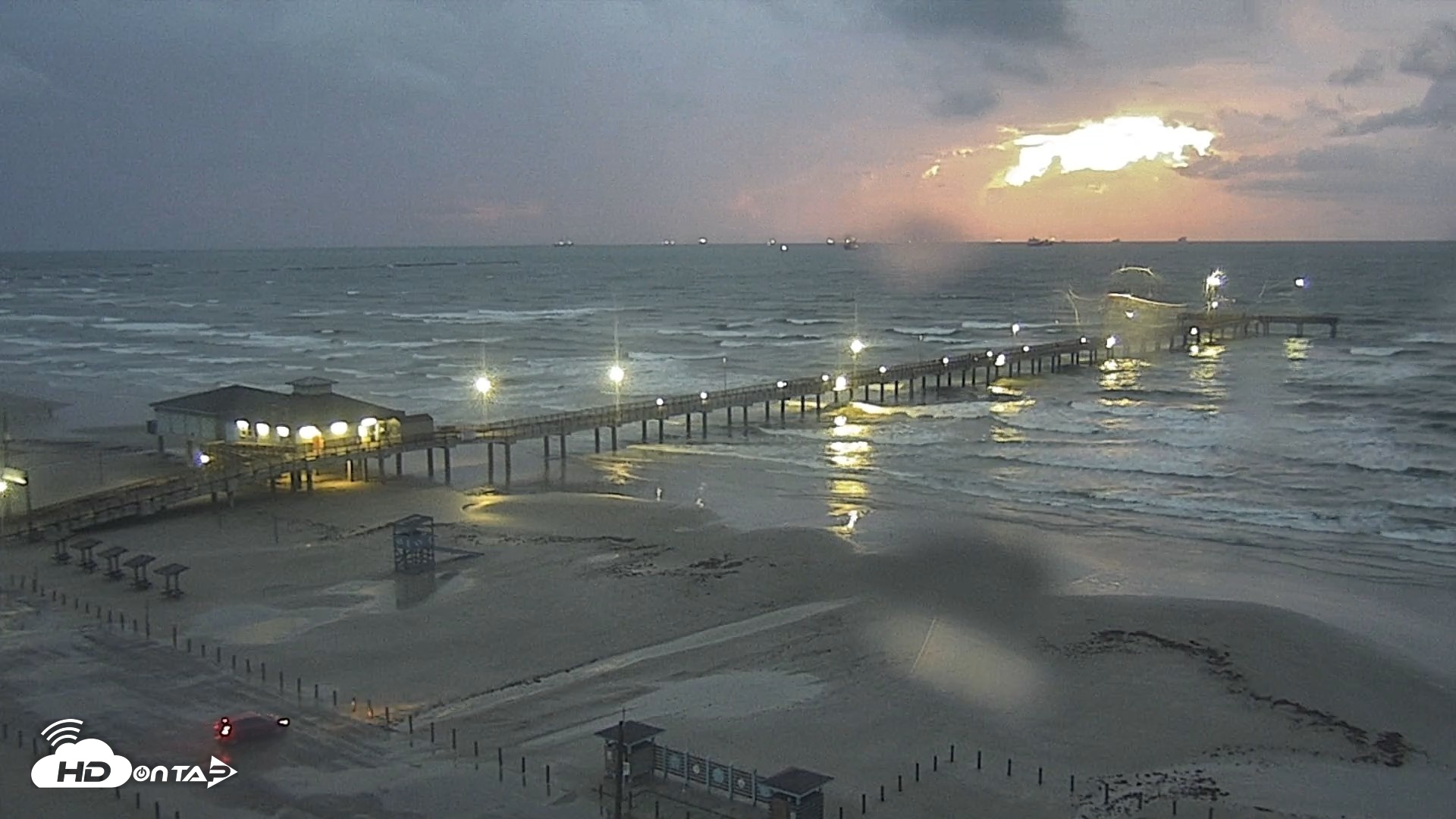 Snapshot of The Dunes - Port Aransas Live Beach Cam taken Oct 2, 2026, 7:11am CDT