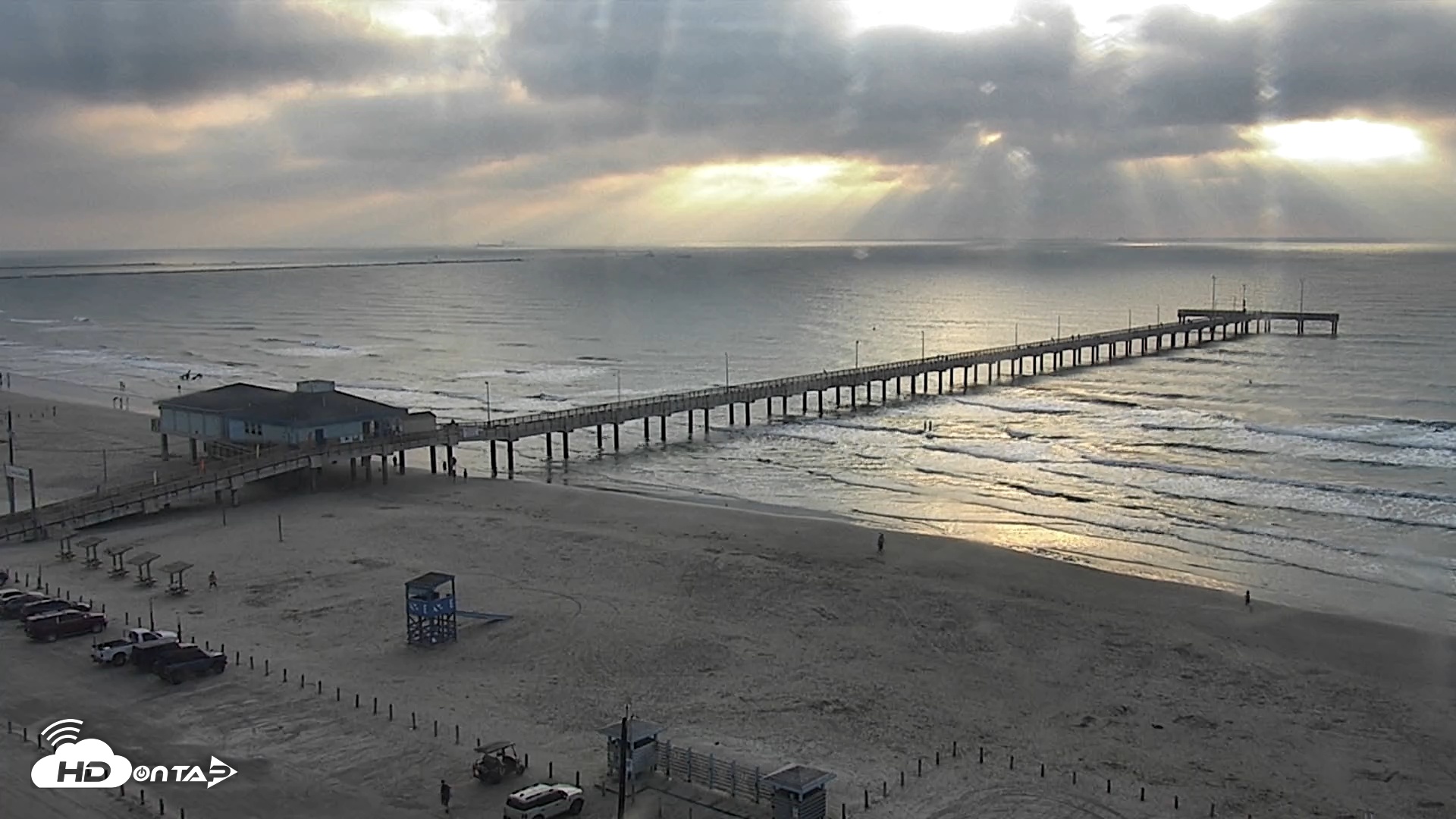 Snapshot of The Dunes - Port Aransas Live Beach Cam taken Oct 19, 2025, 8:18am CDT