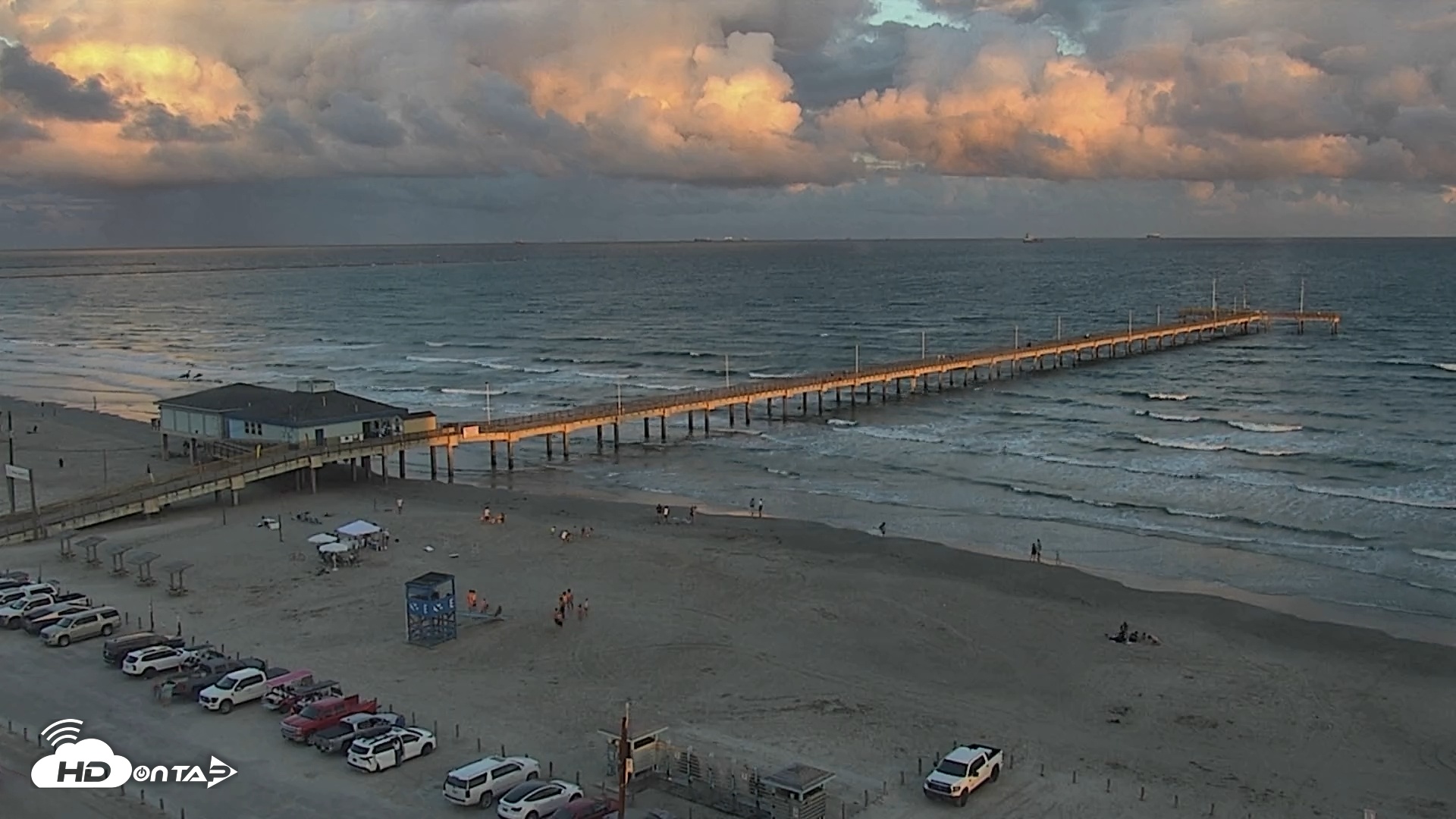 Snapshot of The Dunes - Port Aransas Live Beach Cam taken Oct 17, 2025, 6:49pm CDT