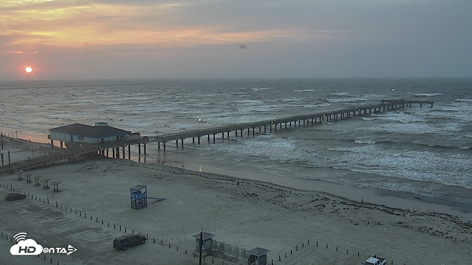 Snapshot of The Dunes - Port Aransas Live Beach Cam taken May 19, 2025, 6:44am CDT