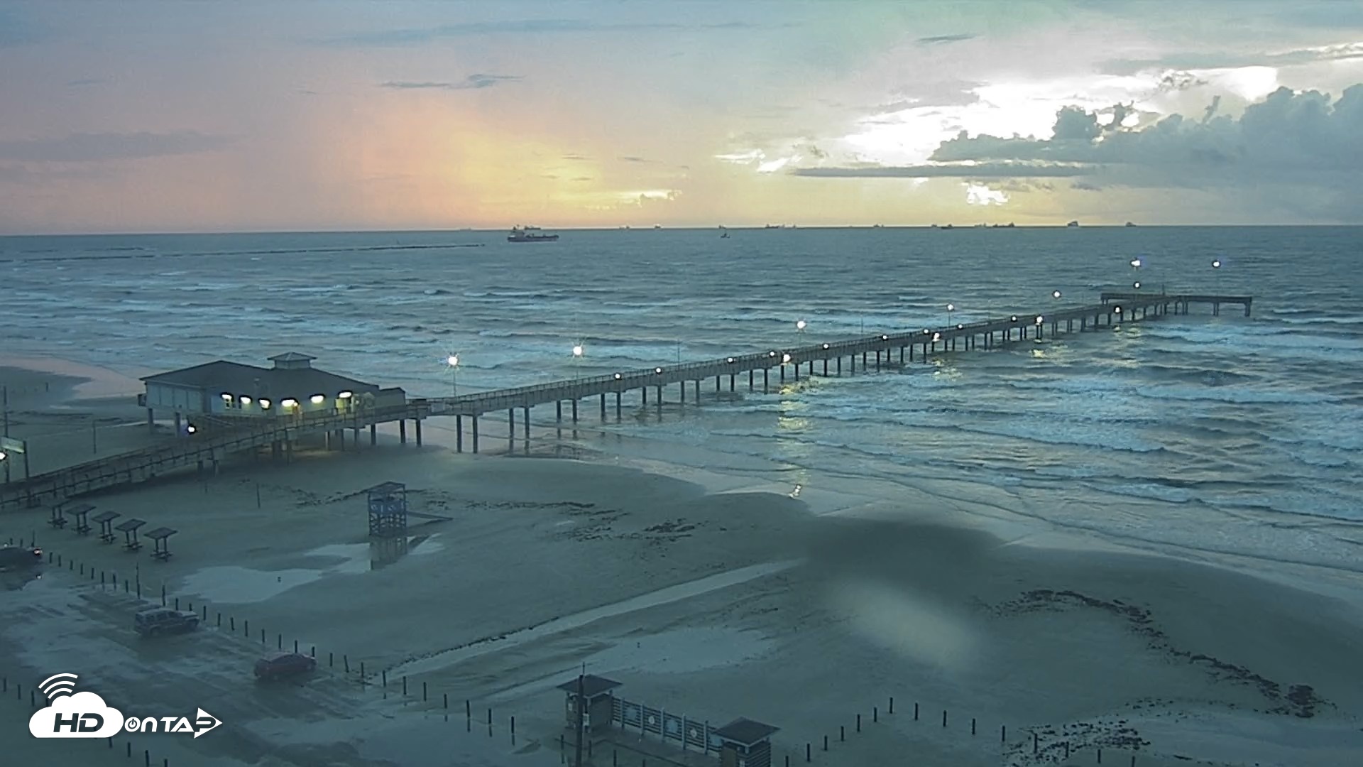 Snapshot of The Dunes - Port Aransas Live Beach Cam taken Oct 2, 2026, 7:22am CDT