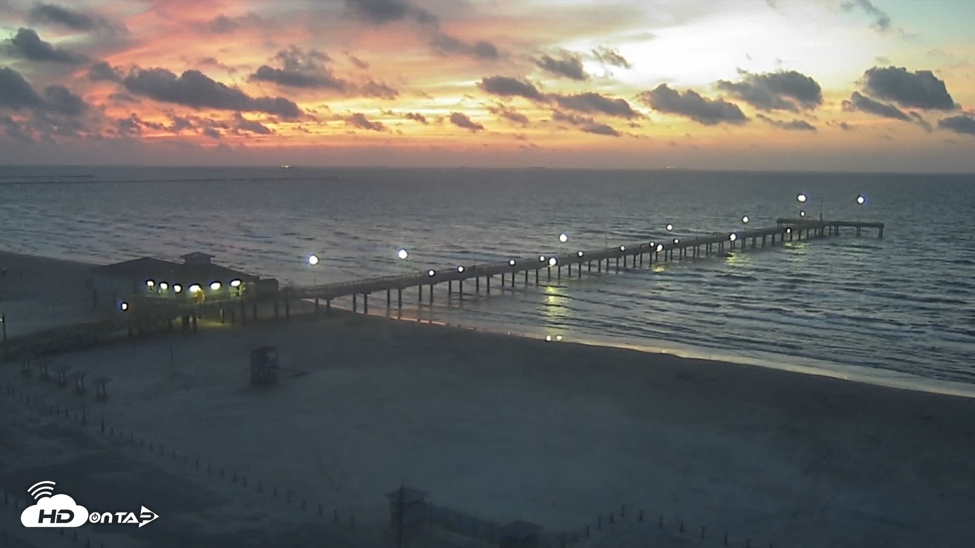 Snapshot of The Dunes - Port Aransas Live Beach Cam taken Sep 2, 2026, 6:54am CDT