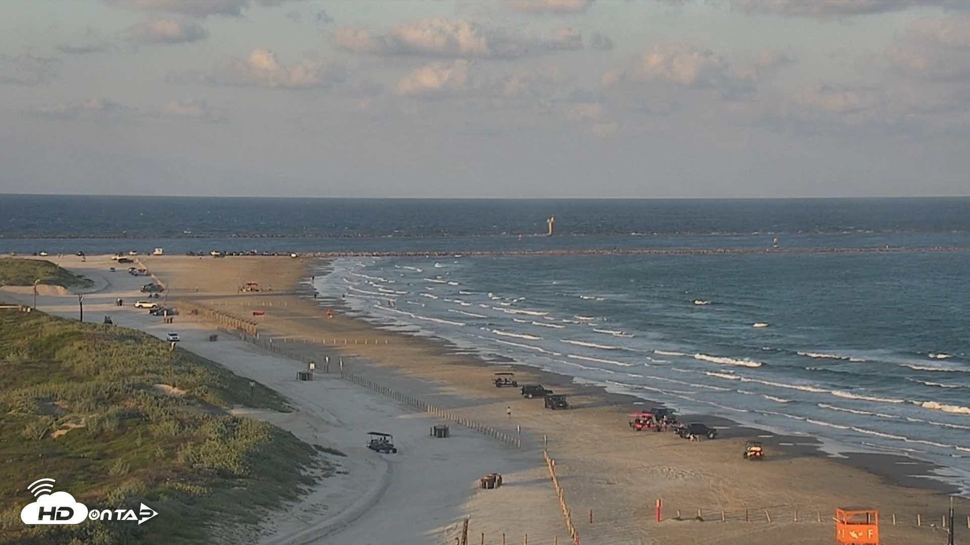 Snapshot of The Dunes - Port Aransas Live Beach Cam taken Sep 9, 2025, 7:12pm CDT