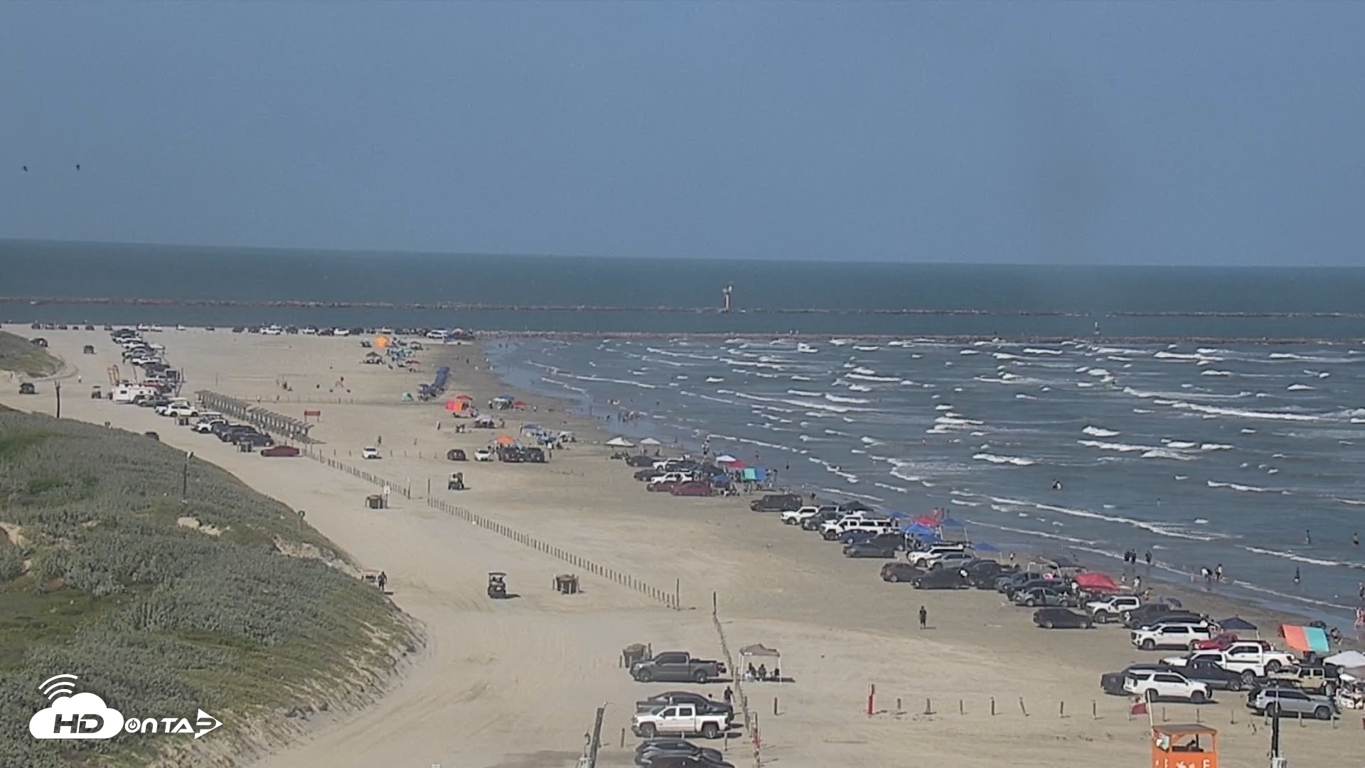 Snapshot of The Dunes - Port Aransas Live Beach Cam taken Aug 15, 2026, 5:01pm CDT