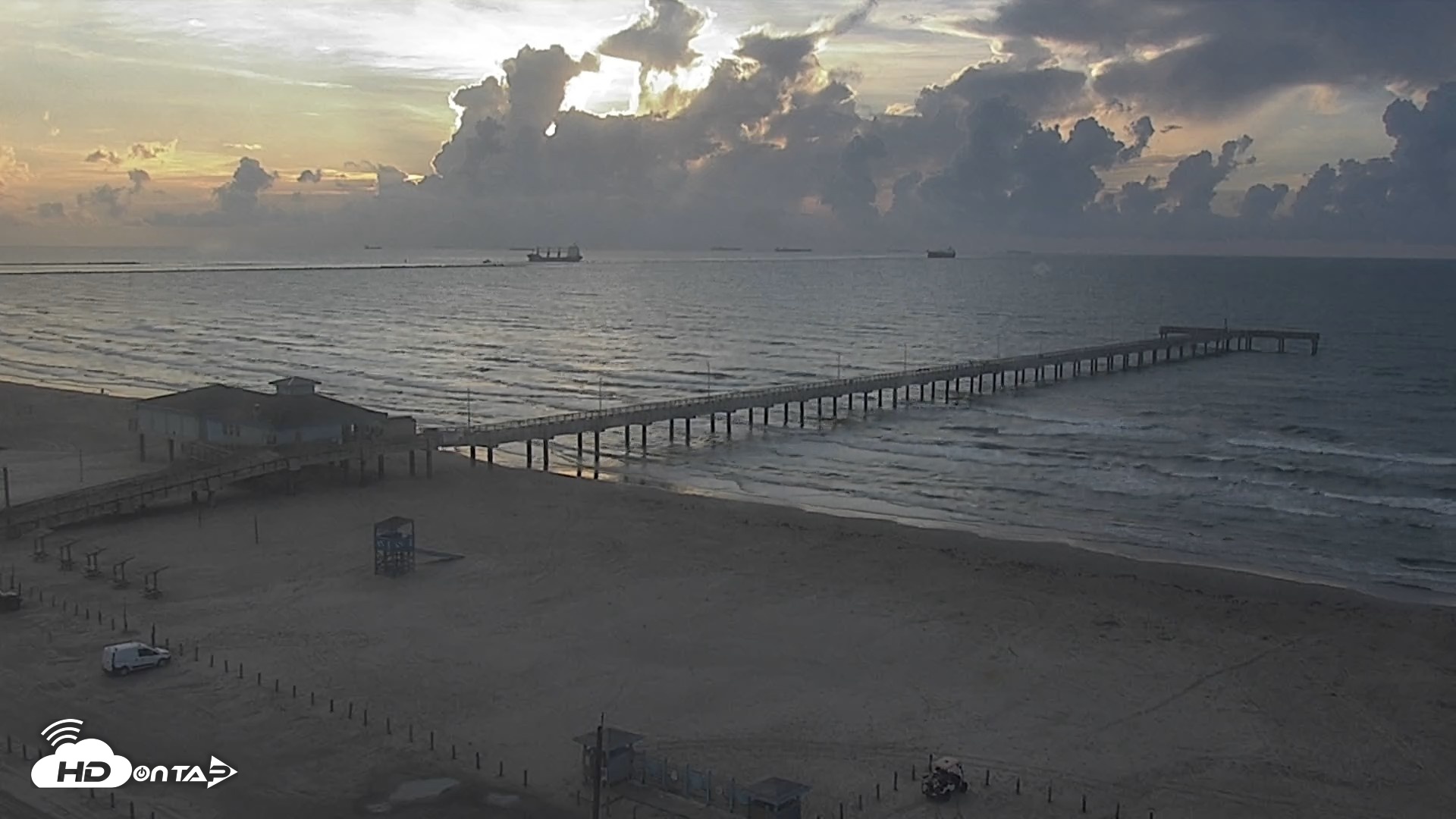 Snapshot of The Dunes - Port Aransas Live Beach Cam taken Sep 8, 2026, 7:28am CDT