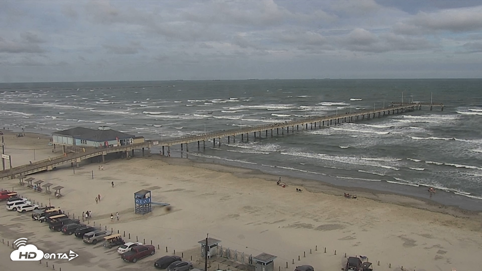 Snapshot of The Dunes - Port Aransas Live Beach Cam taken Aug 15, 2025, 6:34pm CDT