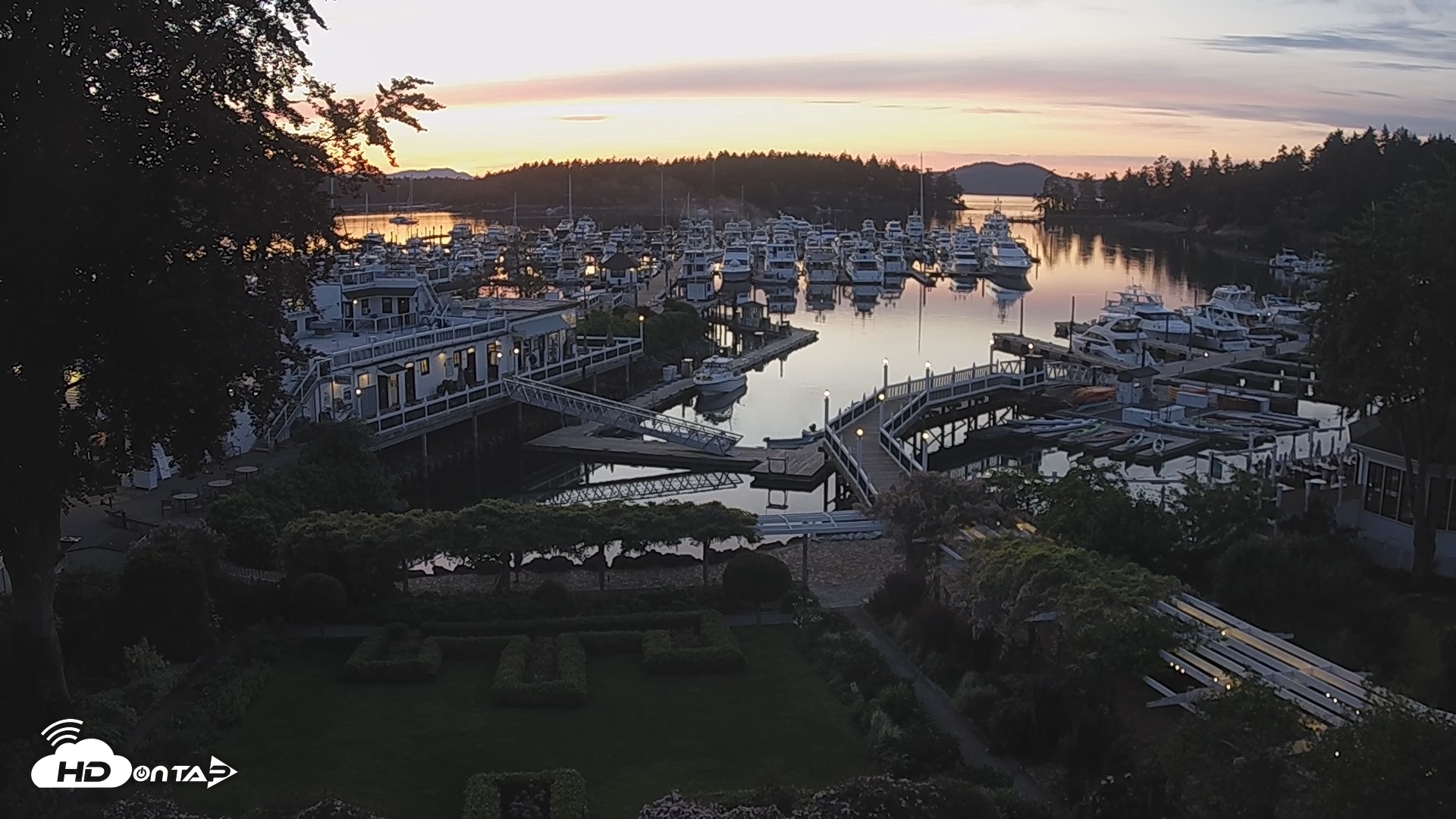 Snapshot of Roche Harbor Marina Live Webcam taken May 21, 2025, 9:05pm PDT