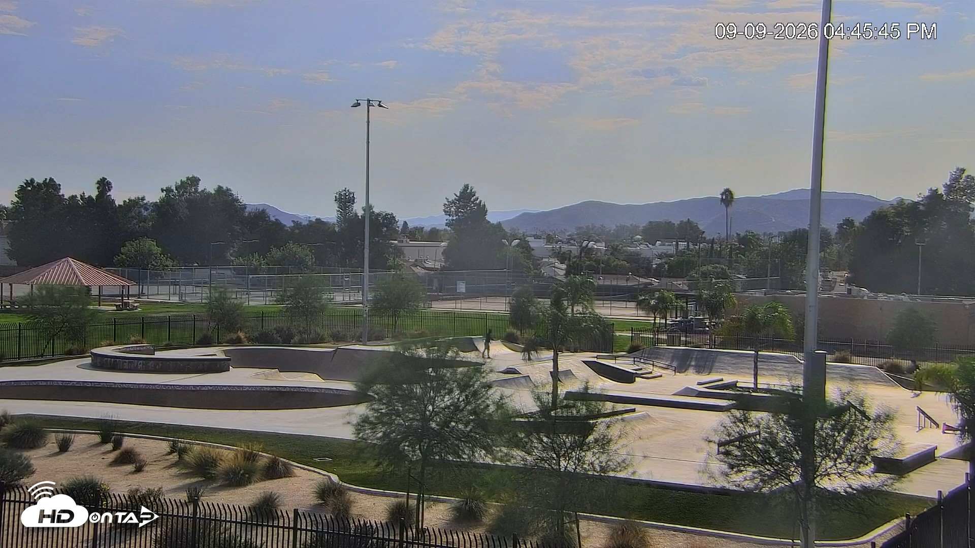 Snapshot of Hemet California Live Skate Park Webcam taken Sep 9, 2026, 4:45pm PDT