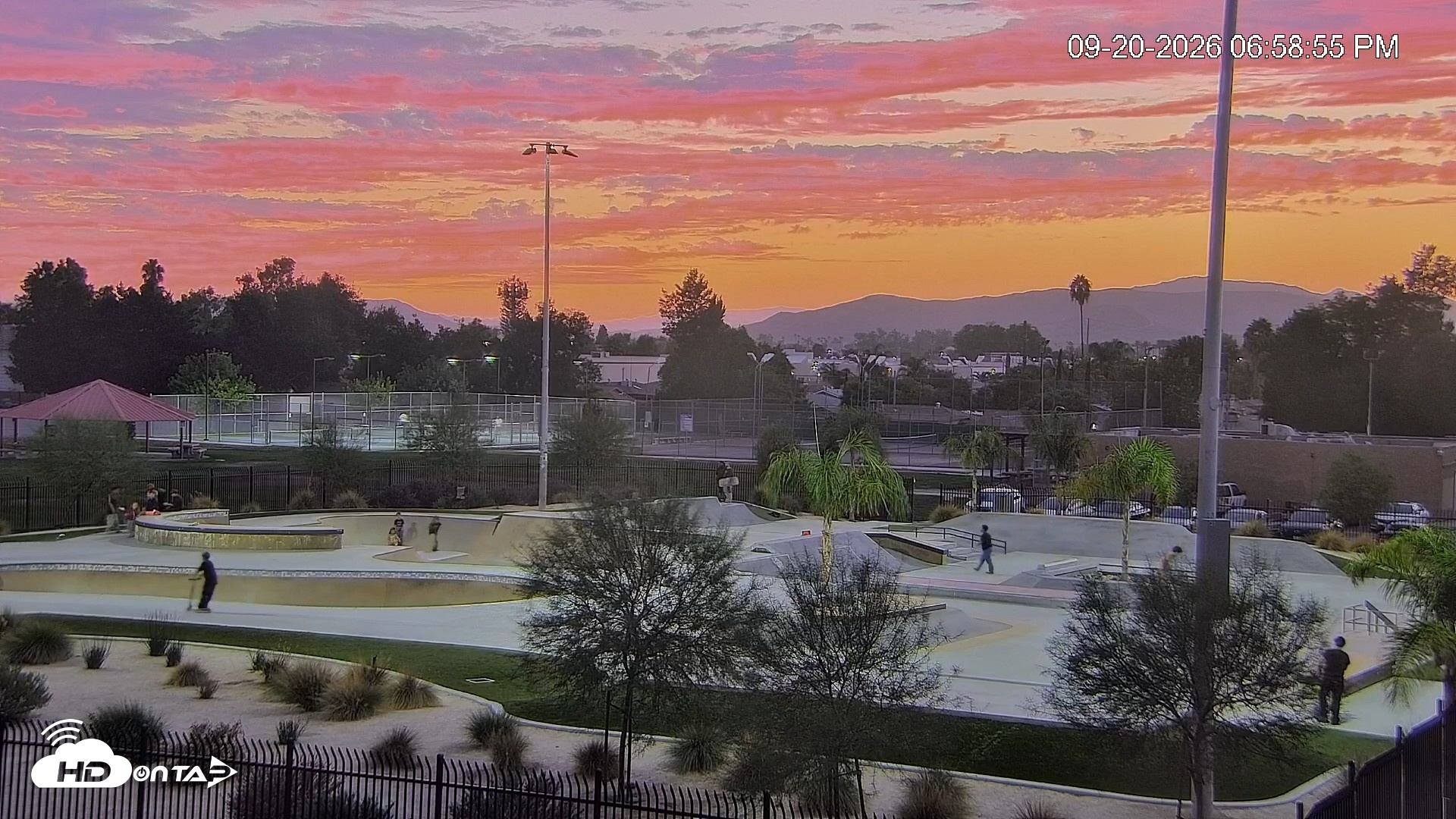 Snapshot of Hemet California Live Skate Park Webcam taken Sep 20, 2026, 6:59pm PDT