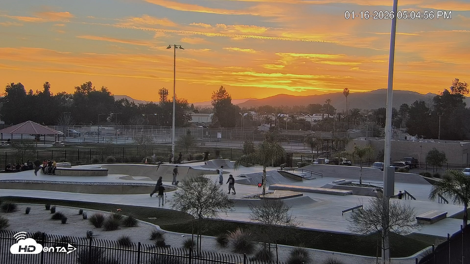 Snapshot of Hemet California Live Skate Park Webcam taken Jan 16, 2026, 5:04pm PST