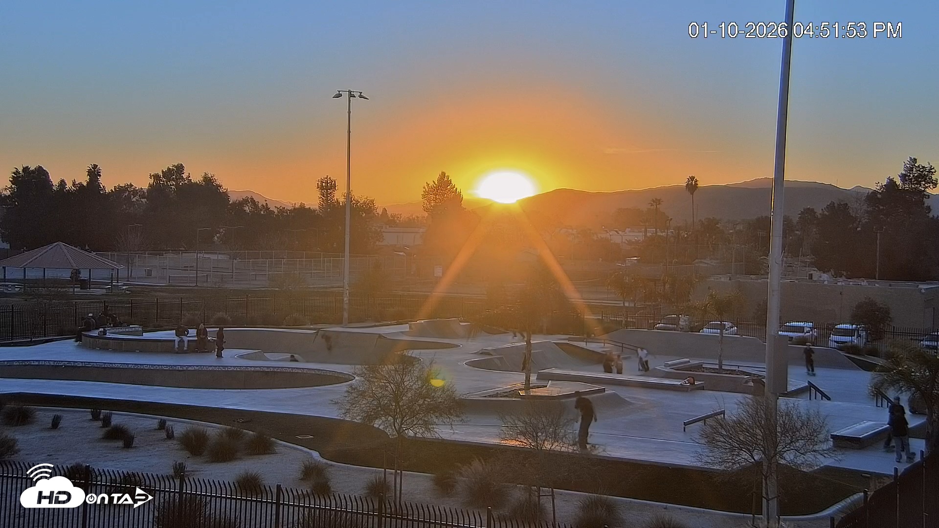 Snapshot of Hemet California Live Skate Park Webcam taken Jan 10, 2026, 4:52pm PST