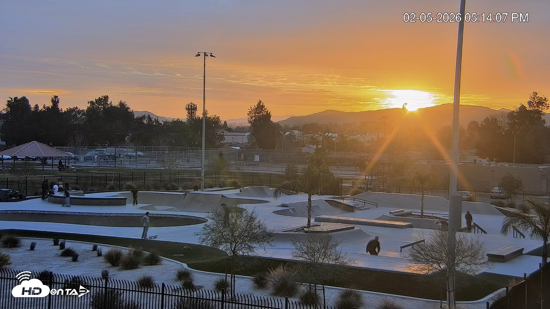 Snapshot of Hemet California Live Skate Park Webcam taken Feb 5, 2026, 5:14pm PST
