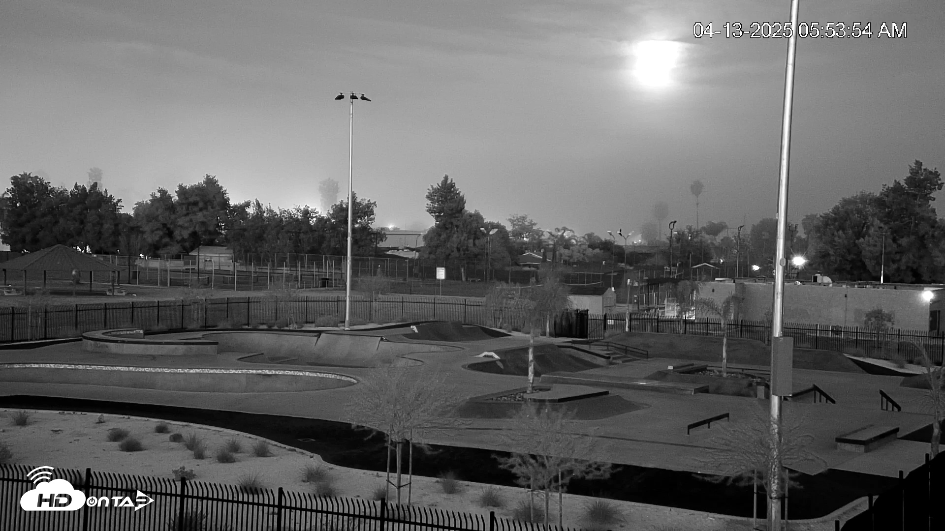 Snapshot of Hemet California Live Skate Park Webcam taken Apr 13, 2025, 5:54am PDT