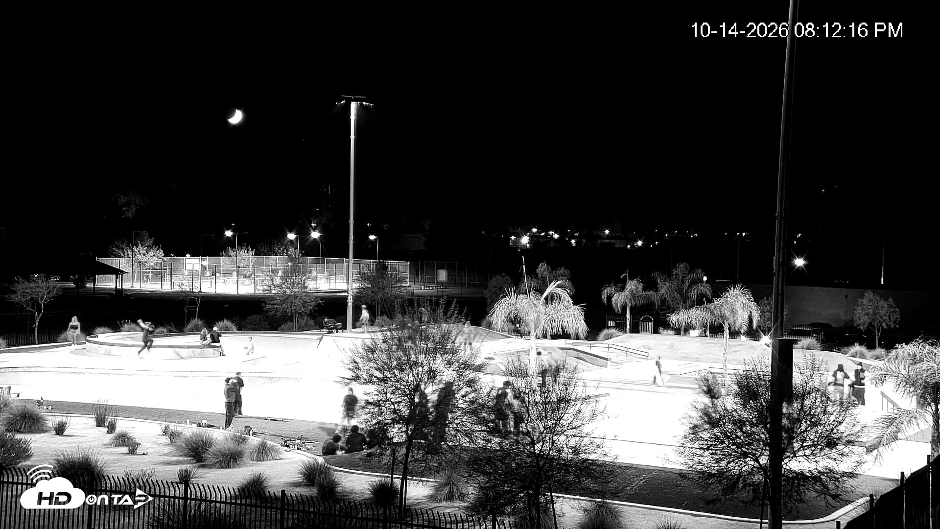 Snapshot of Hemet California Live Skate Park Webcam taken Oct 14, 2026, 8:12pm PDT