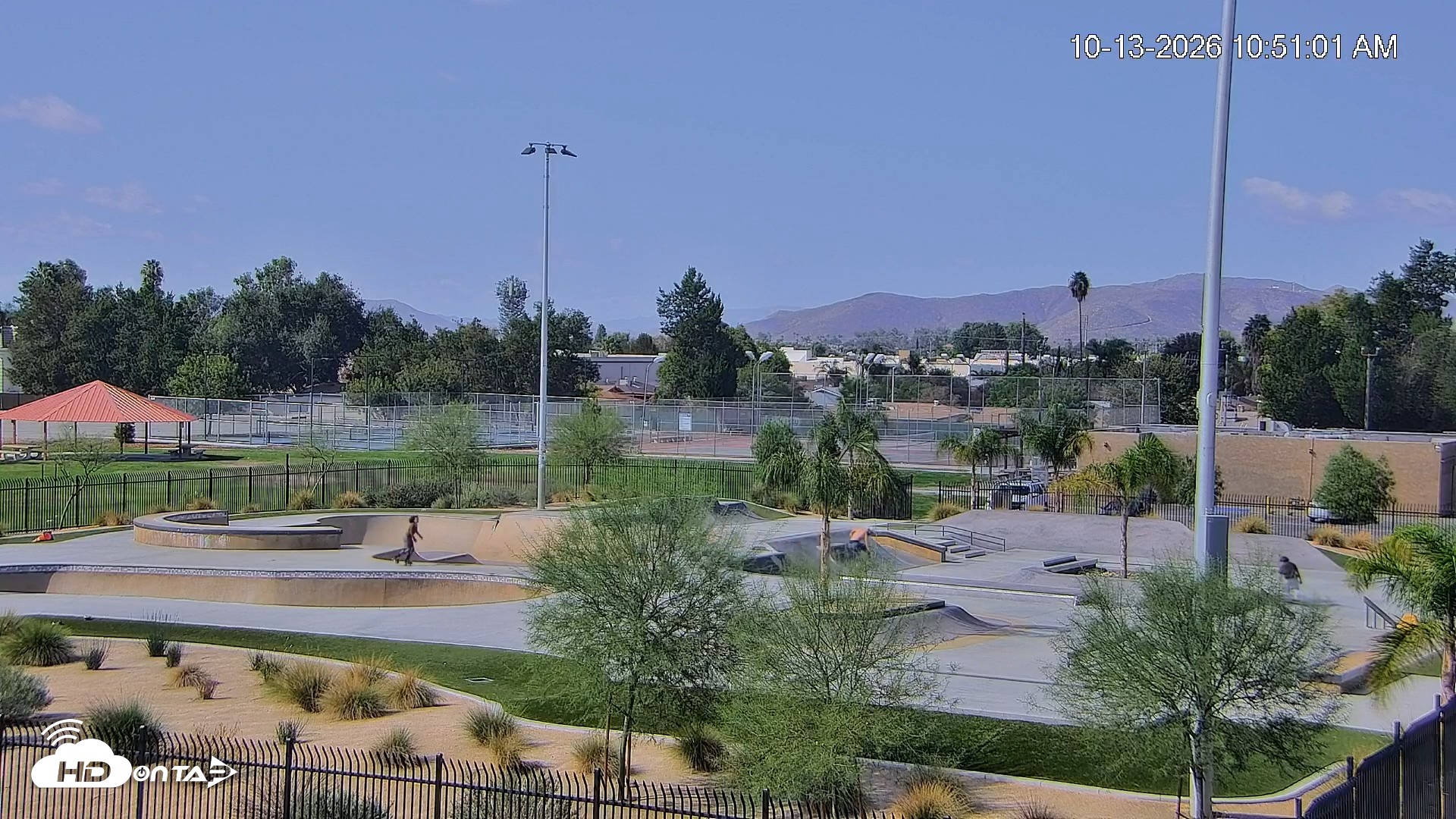 Snapshot of Hemet California Live Skate Park Webcam taken Oct 13, 2026, 10:51am PDT