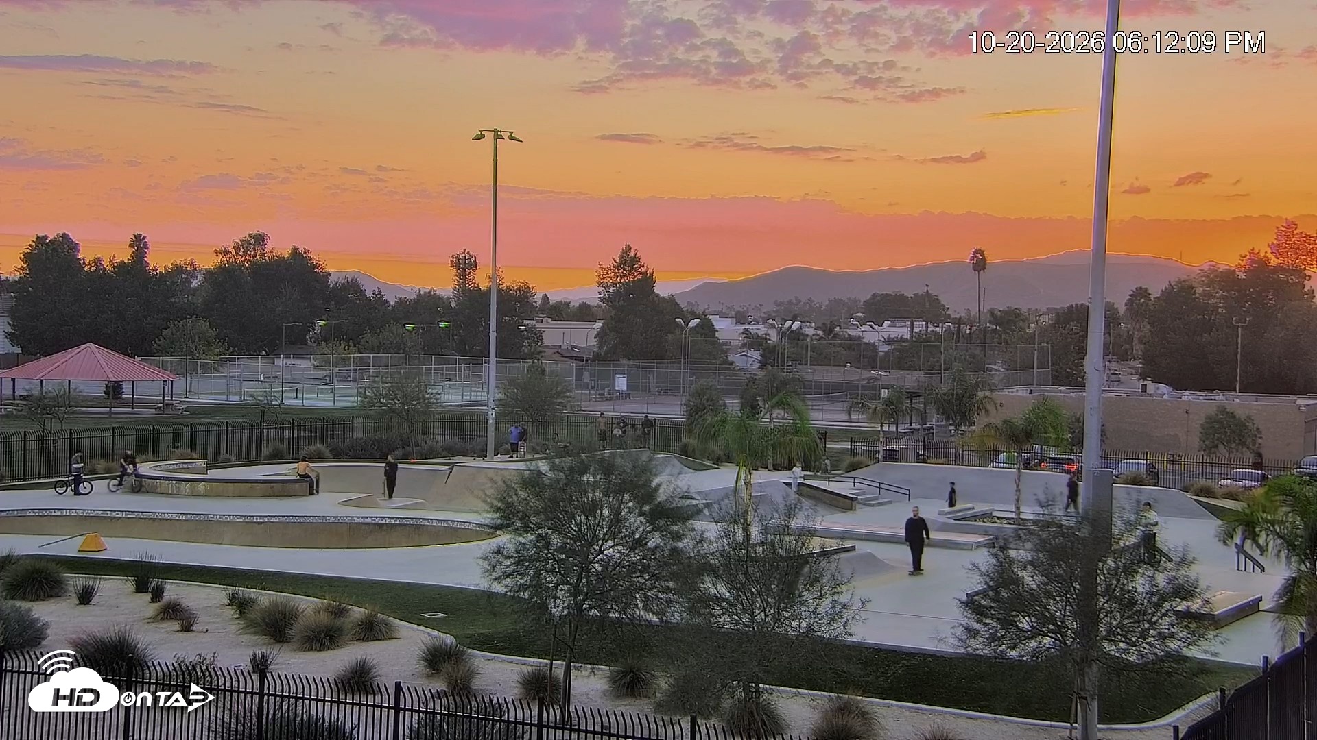 Snapshot of Hemet California Live Skate Park Webcam taken Oct 20, 2026, 6:12pm PDT