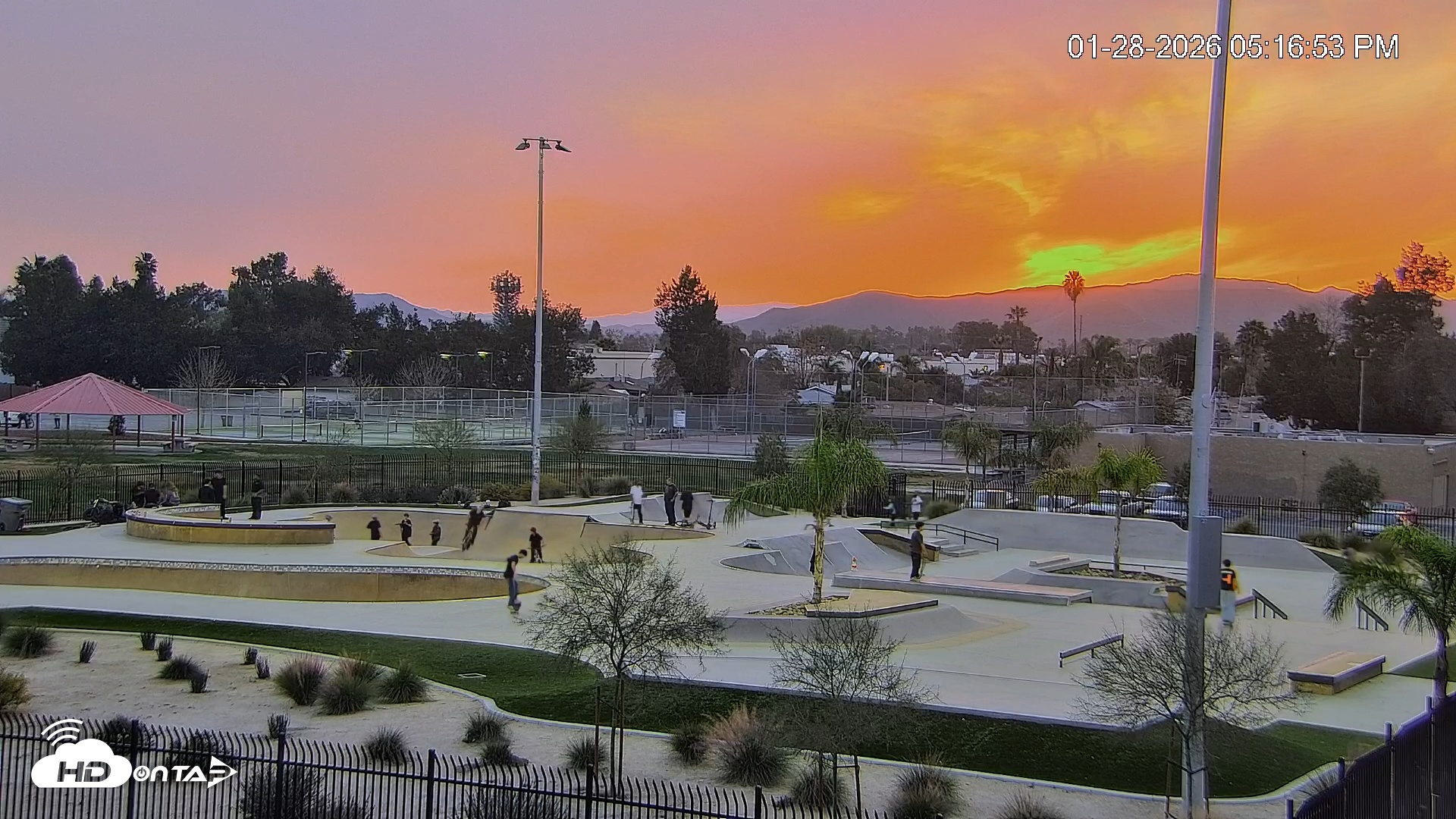 Snapshot of Hemet California Live Skate Park Webcam taken Jan 28, 2026, 5:17pm PST