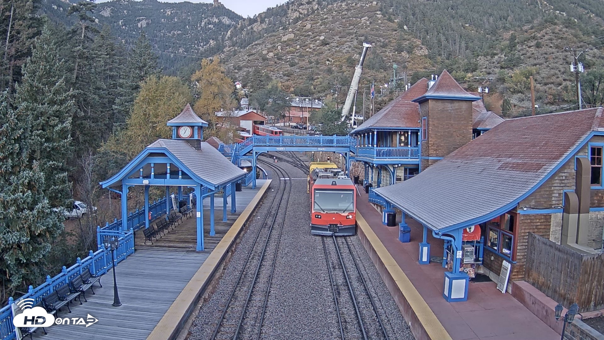 Snapshot of Pikes Peak COG Railway Live Webcam taken Oct 16, 2026, 7:05am MDT