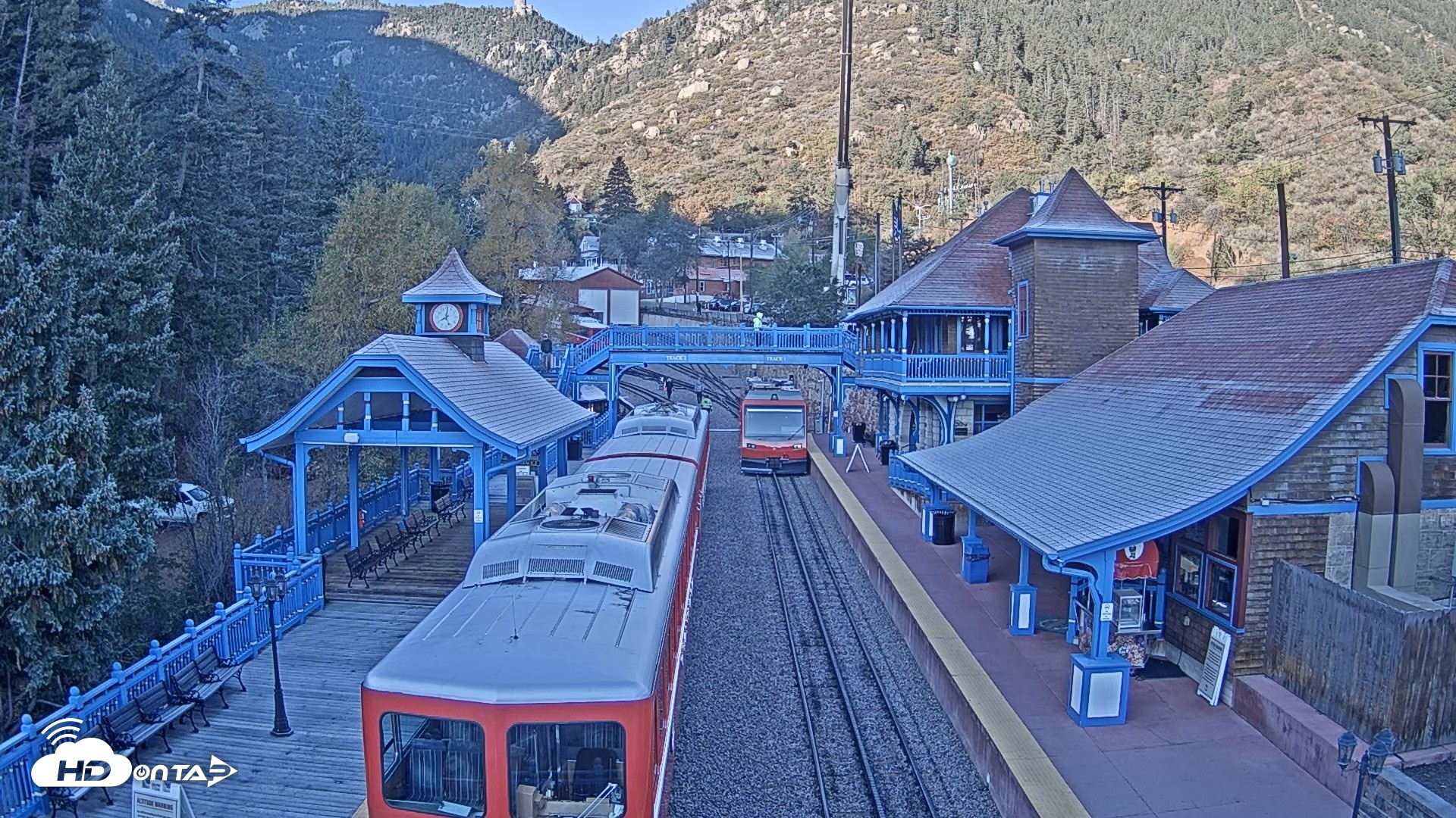Snapshot of Pikes Peak COG Railway Live Webcam taken Oct 16, 2026, 8:02am MDT