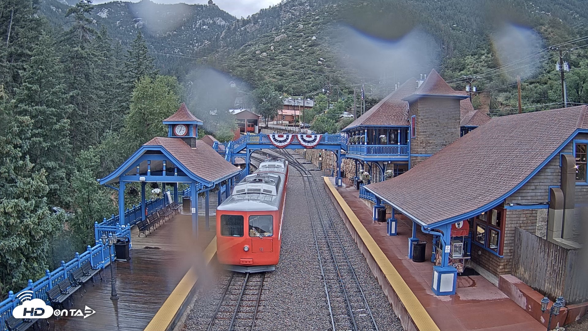 Snapshot of Pikes Peak COG Railway Live Webcam taken Jul 23, 2025, 7:03pm MDT