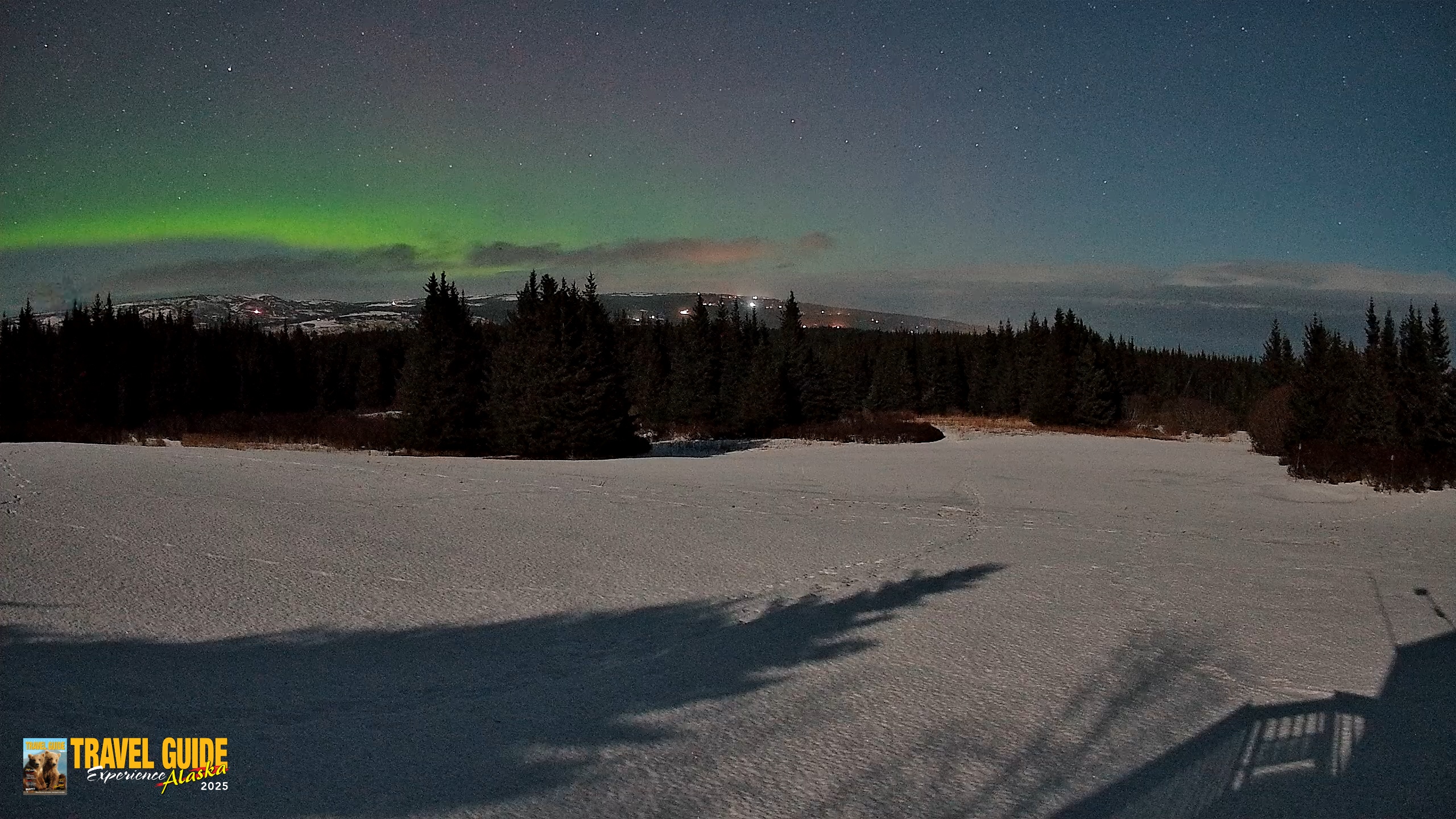 Snapshot of Homer Alaska Northern Lights Live Cam taken Feb 24, 2026, 12:08am AKST
