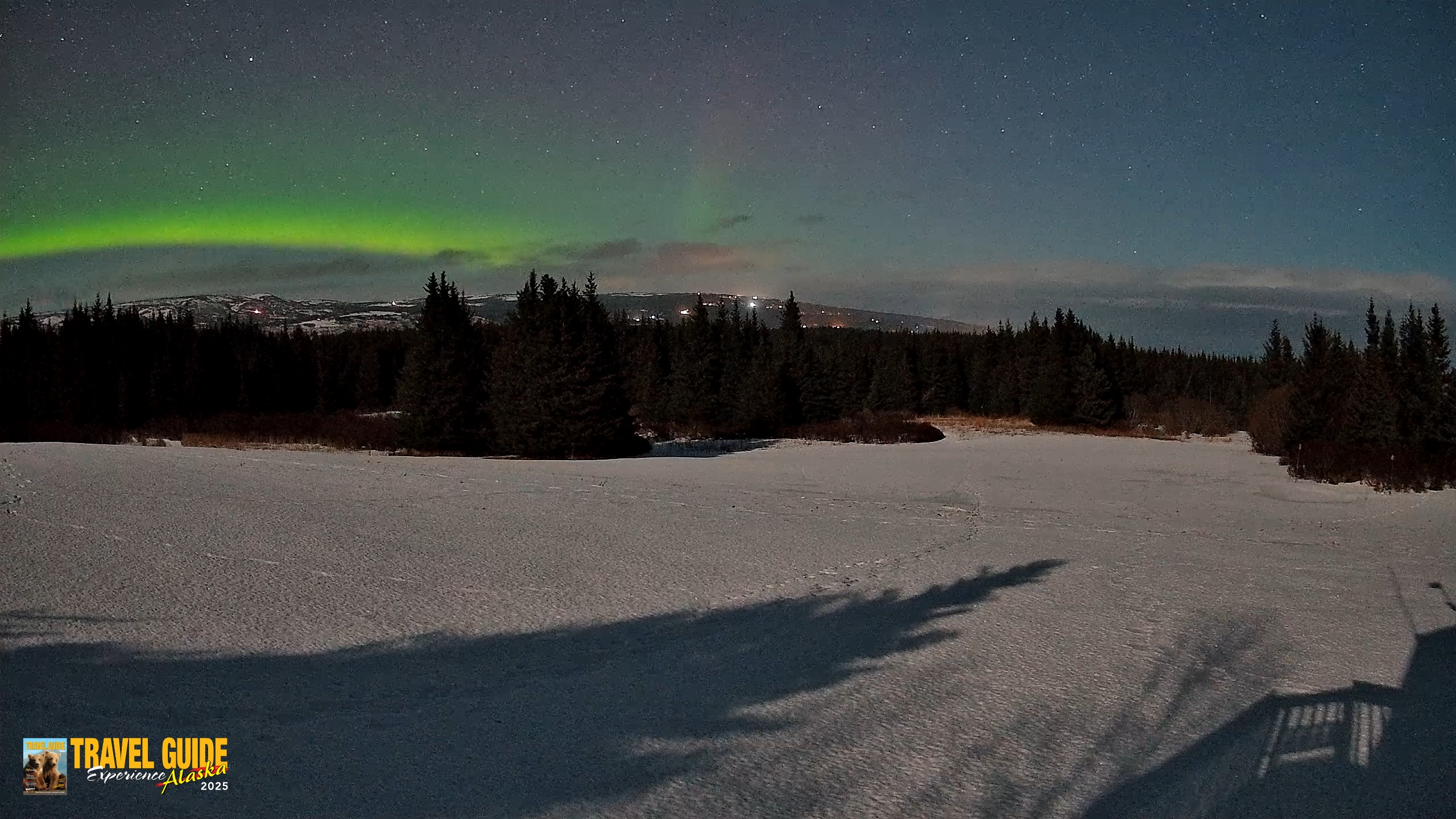 Snapshot of Homer Alaska Northern Lights Live Cam taken Feb 24, 2026, 12:14am AKST