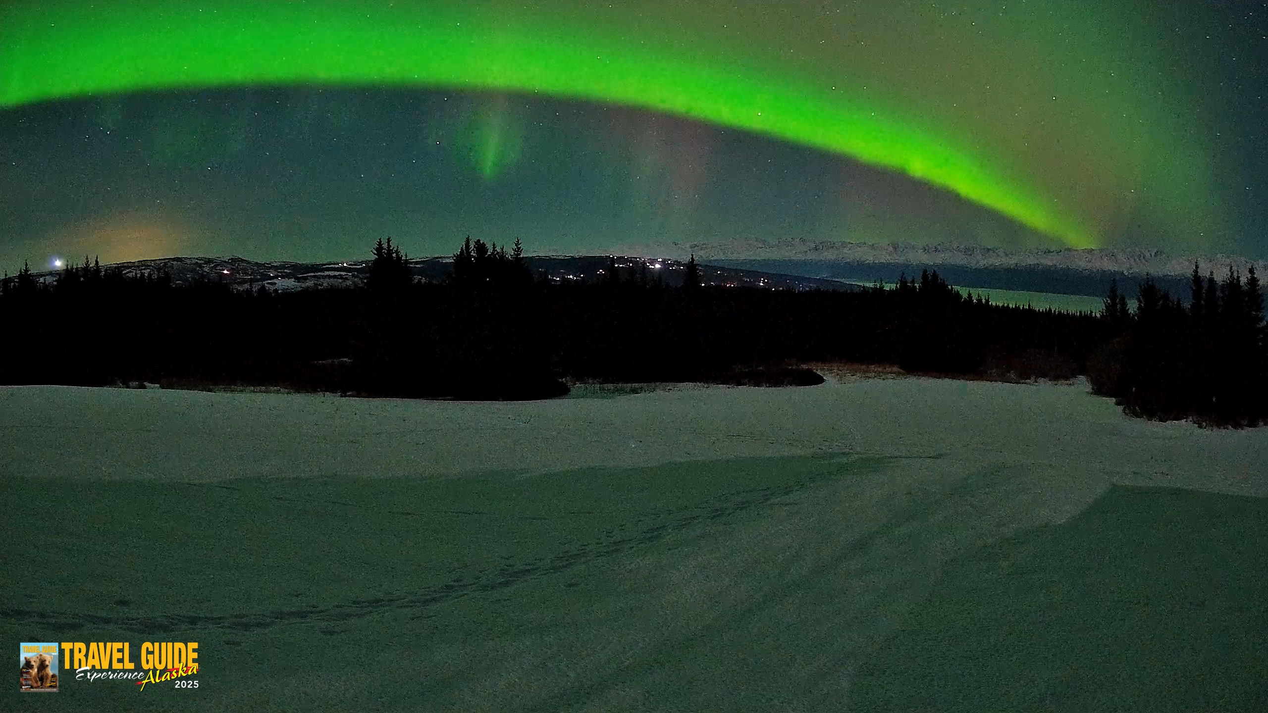 Snapshot of Homer Alaska Northern Lights Live Cam taken Feb 21, 2026, 10:15pm AKST