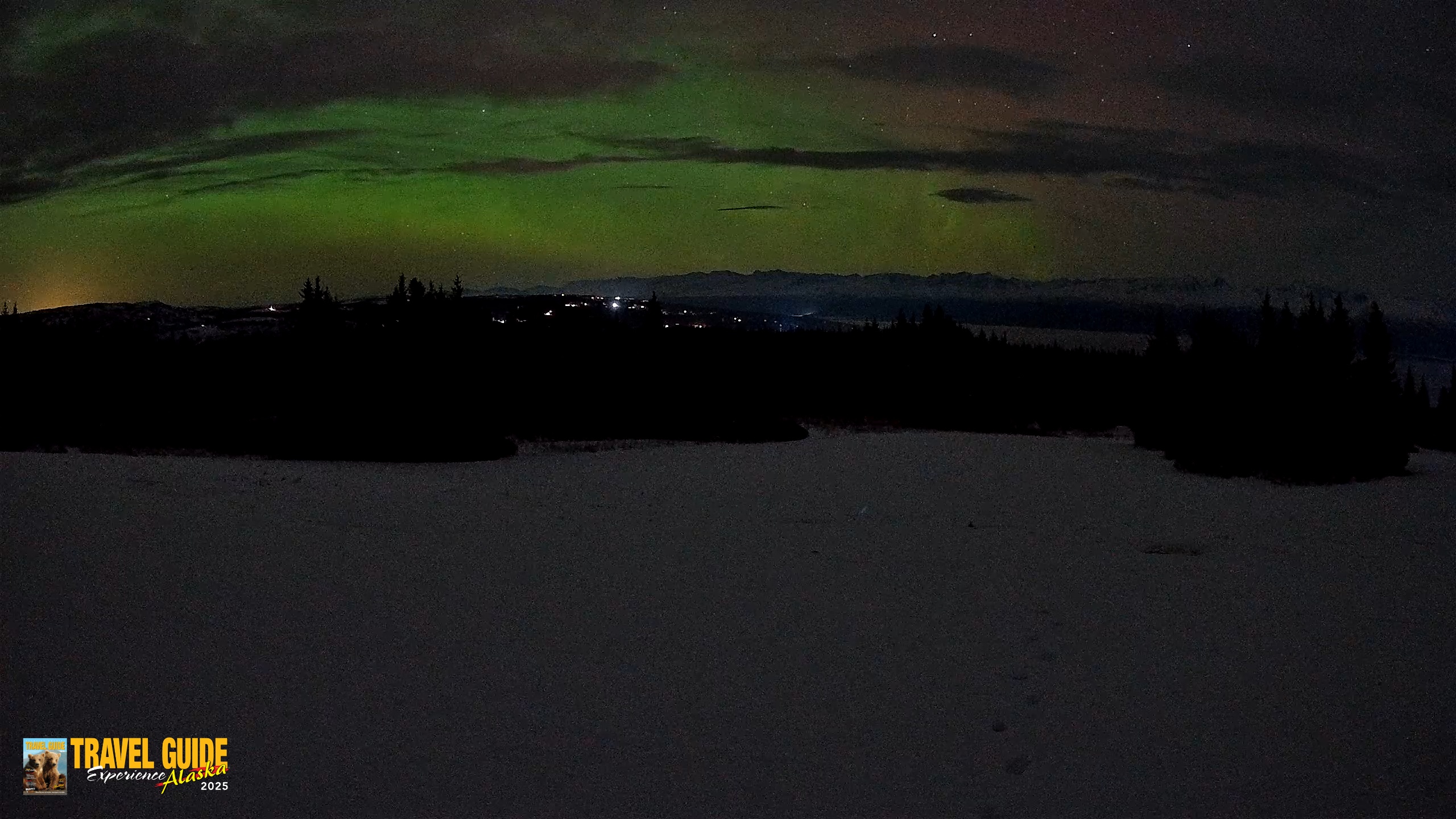 Snapshot of Homer Alaska Northern Lights Live Cam taken Jan 24, 2026, 12:40am AKST
