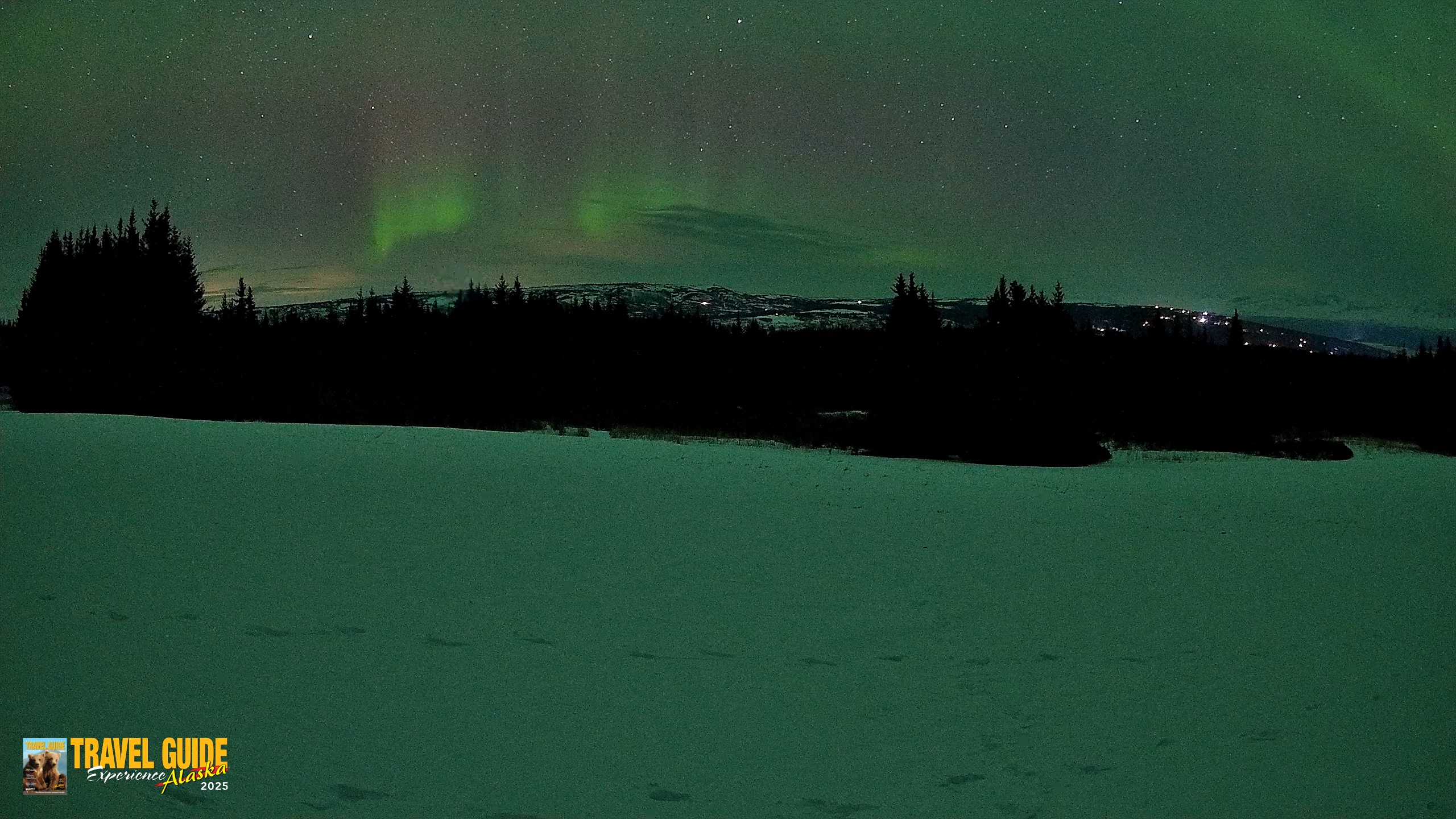 Snapshot of Homer Alaska Northern Lights Live Cam taken Mar 14, 2026, 12:23am AKDT