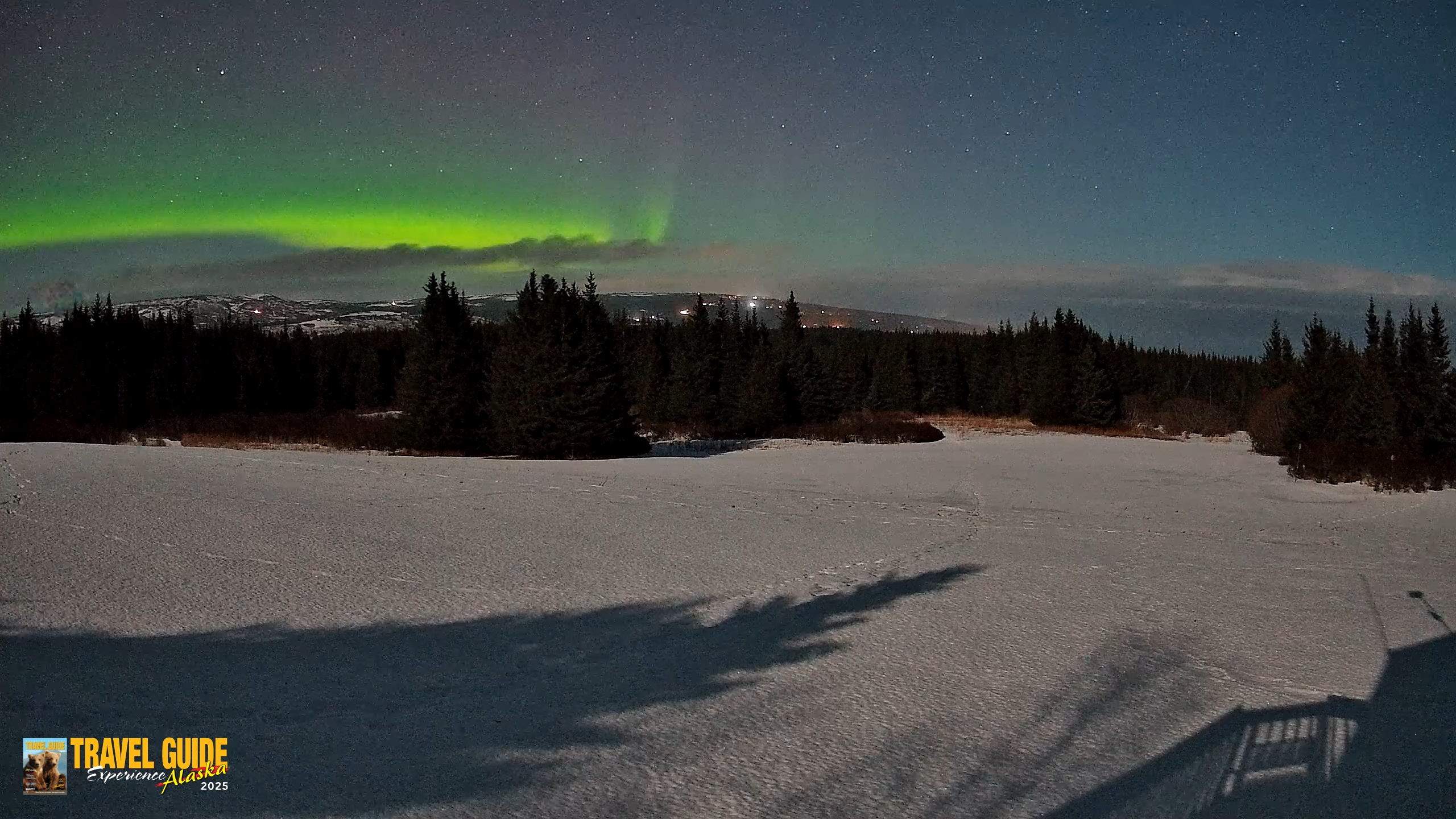 Snapshot of Homer Alaska Northern Lights Live Cam taken Feb 24, 2026, 12:05am AKST