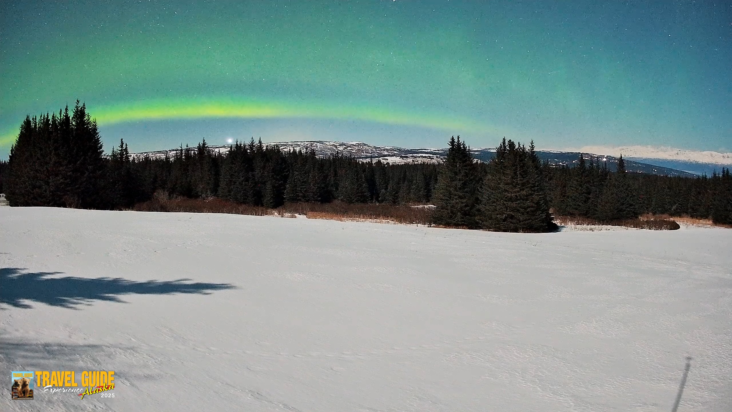 Snapshot of Homer Alaska Northern Lights Live Cam taken Feb 26, 2026, 12:38am AKST