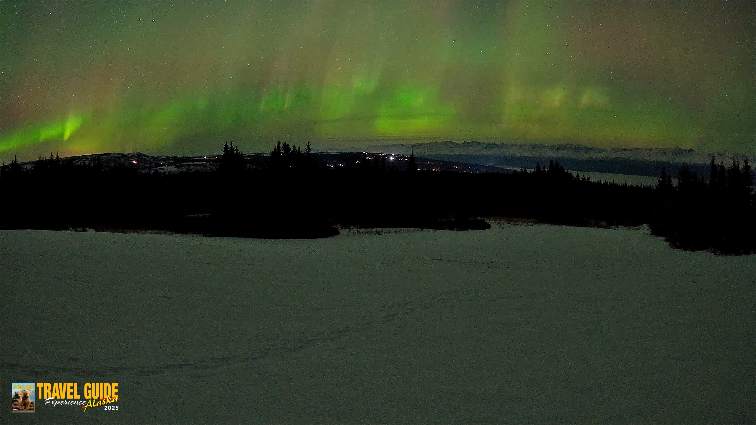 Snapshot of Homer Alaska Northern Lights Live Cam taken Feb 22, 2026, 12:38am AKST