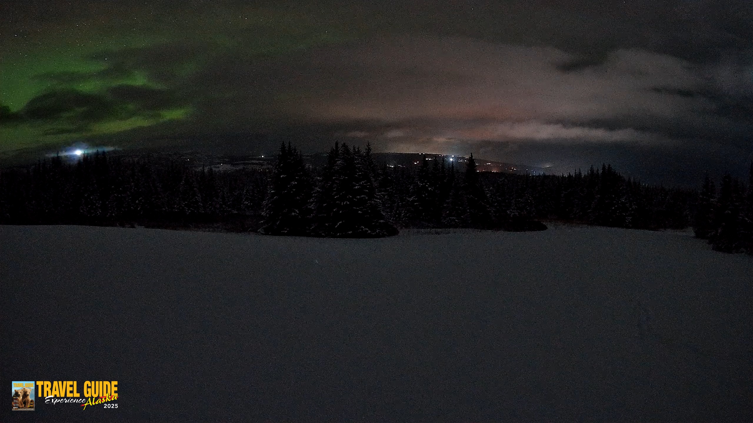 Snapshot of Homer Alaska Northern Lights Live Cam taken Feb 13, 2026, 12:11am AKST