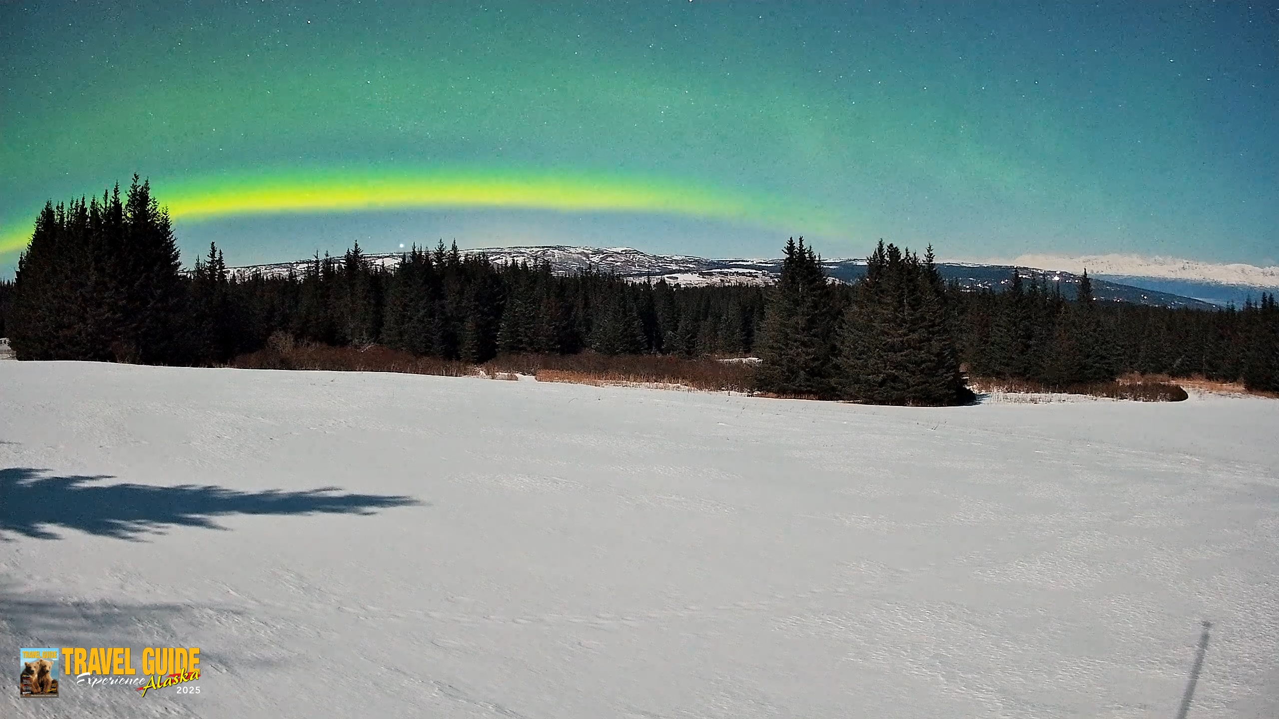 Snapshot of Homer Alaska Northern Lights Live Cam taken Feb 26, 2026, 12:39am AKST