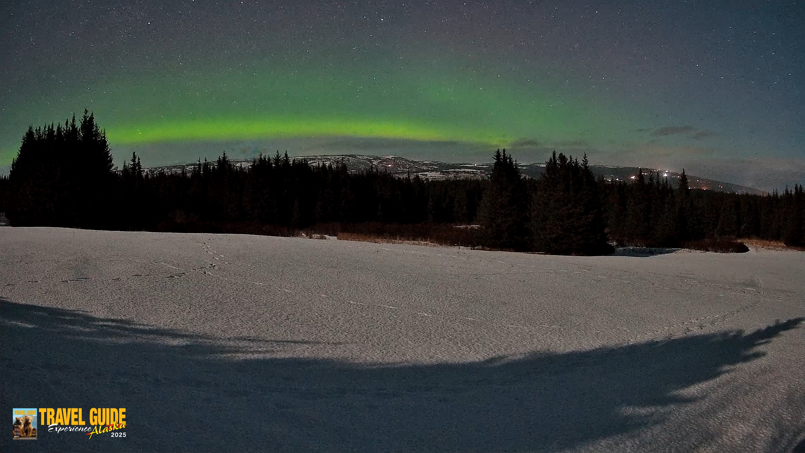 Snapshot of Homer Alaska Northern Lights Live Cam taken Feb 24, 2026, 12:19am AKST
