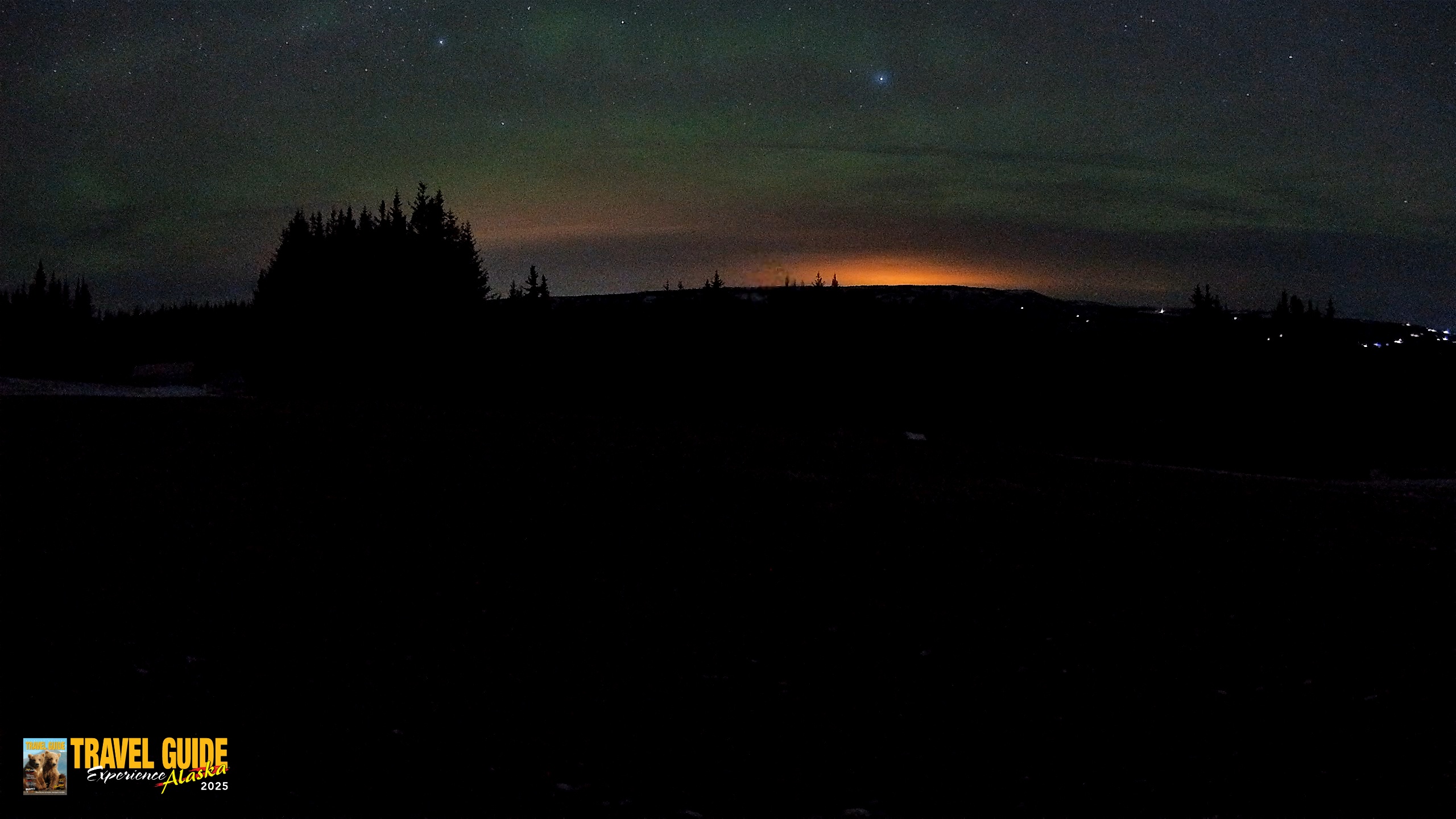 Snapshot of Homer Alaska Northern Lights Live Cam taken Dec 24, 2025, 3:49am AKST
