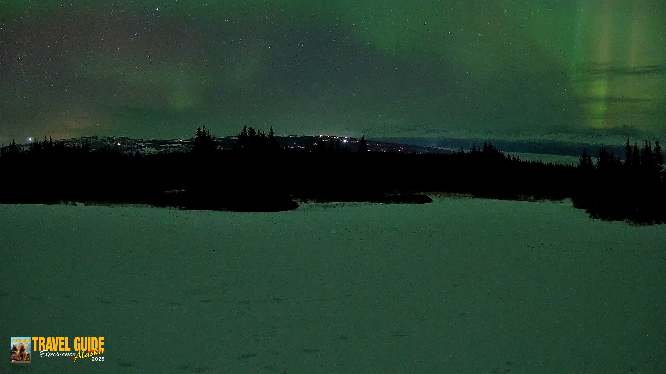 Snapshot of Homer Alaska Northern Lights Live Cam taken Mar 14, 2026, 12:34am AKDT