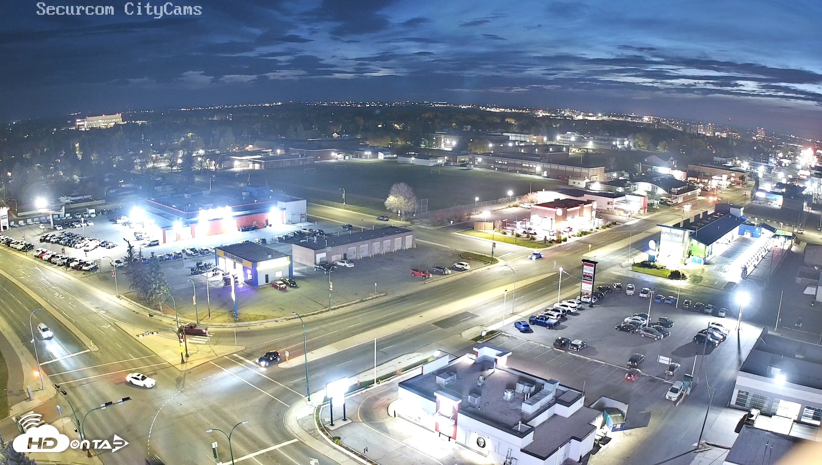 Snapshot of Lethbridge Alberta Watertower Live Webcam taken Oct 19, 2026, 7:26pm MDT